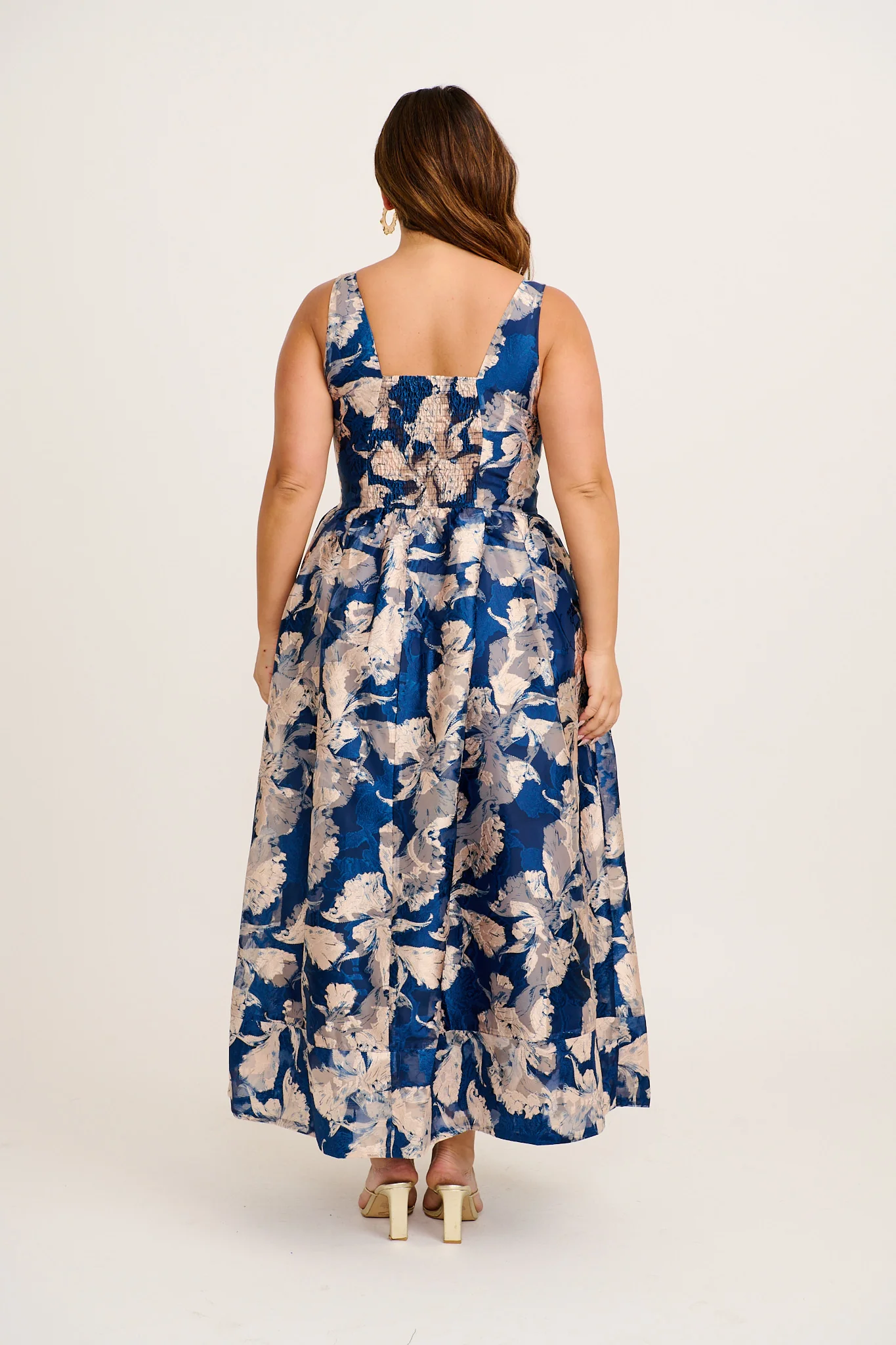 Pure Luxe Maxi Dress in Navy Floral Organza - Image 9