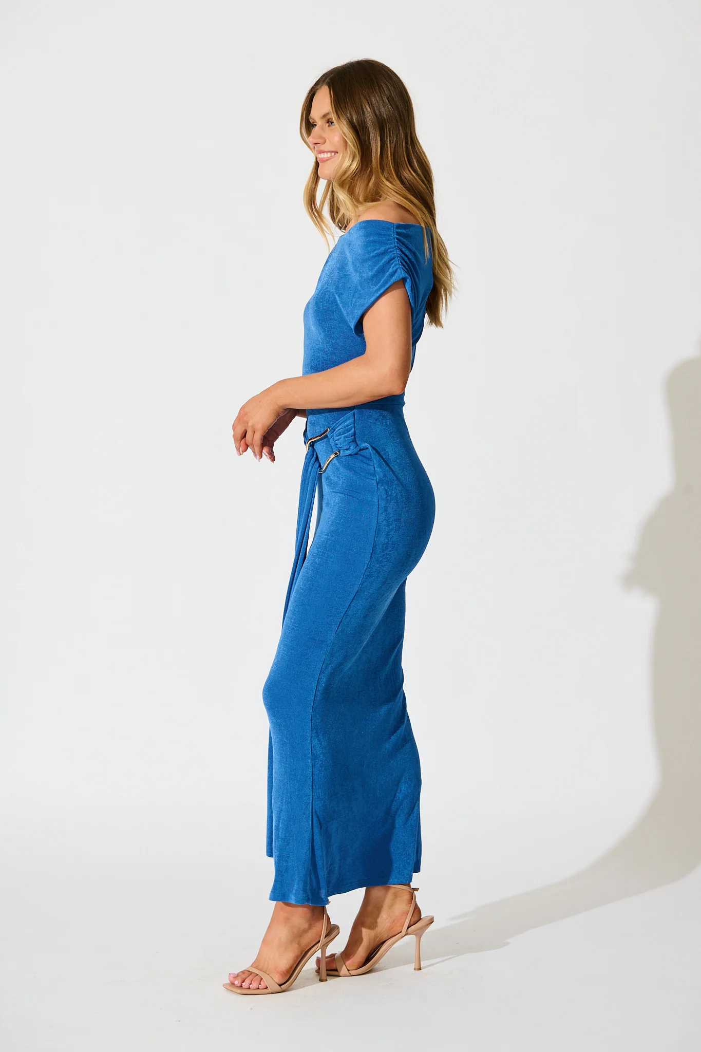 Queen Of The Night Maxi Dress in Cobalt Jersey - Image 4