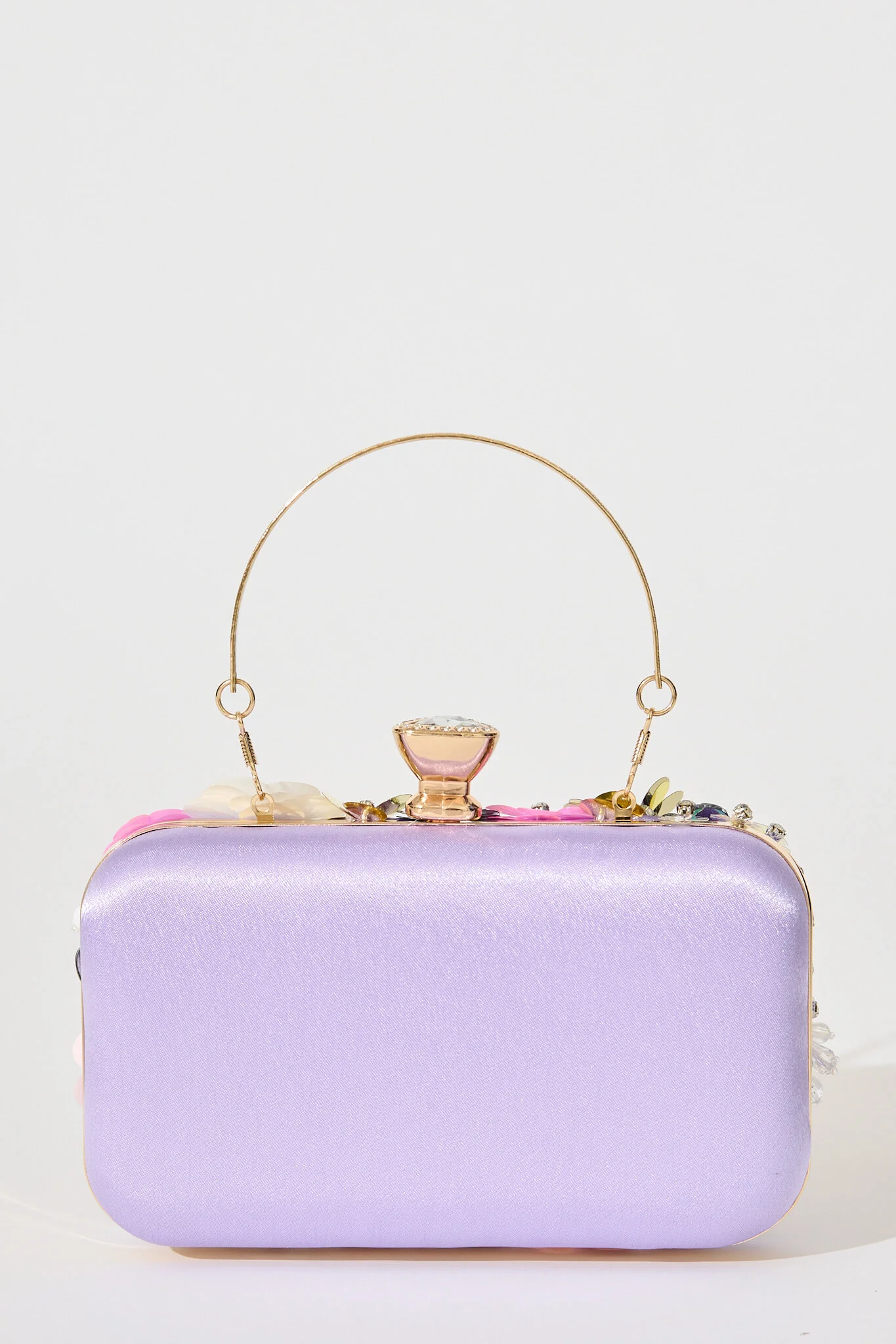 Quinn Clutch Bag in Lilac with 3D Multi Sequin Floral - Image 2
