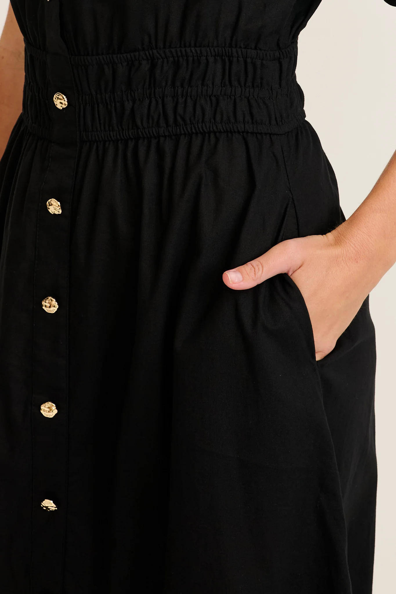 Radiant Rose Midi Dress in Black Cotton - Image 5