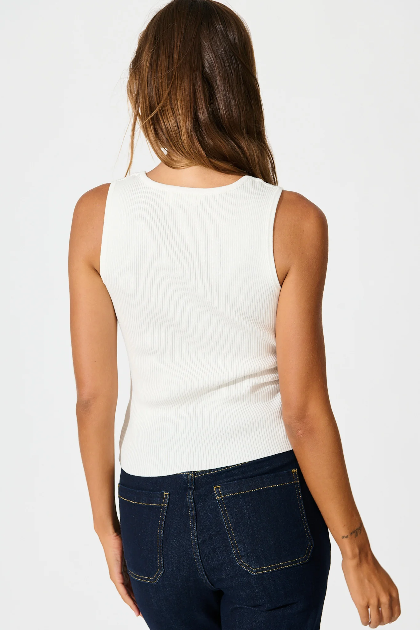 Radiant Tank Top in White Cotton Blend - Image 8