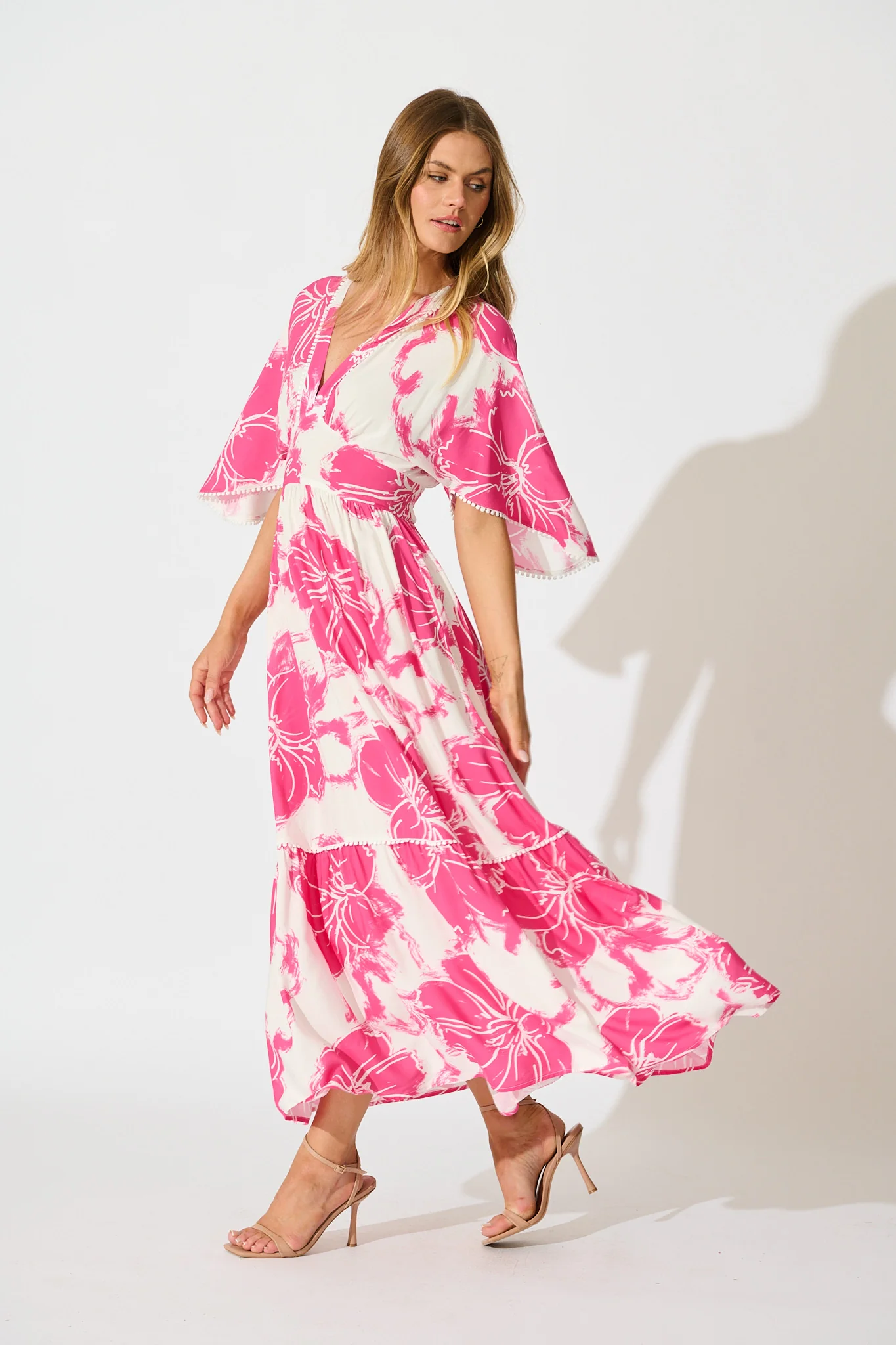 Raelle Maxi Dress in Pink and White Floral - Image 3
