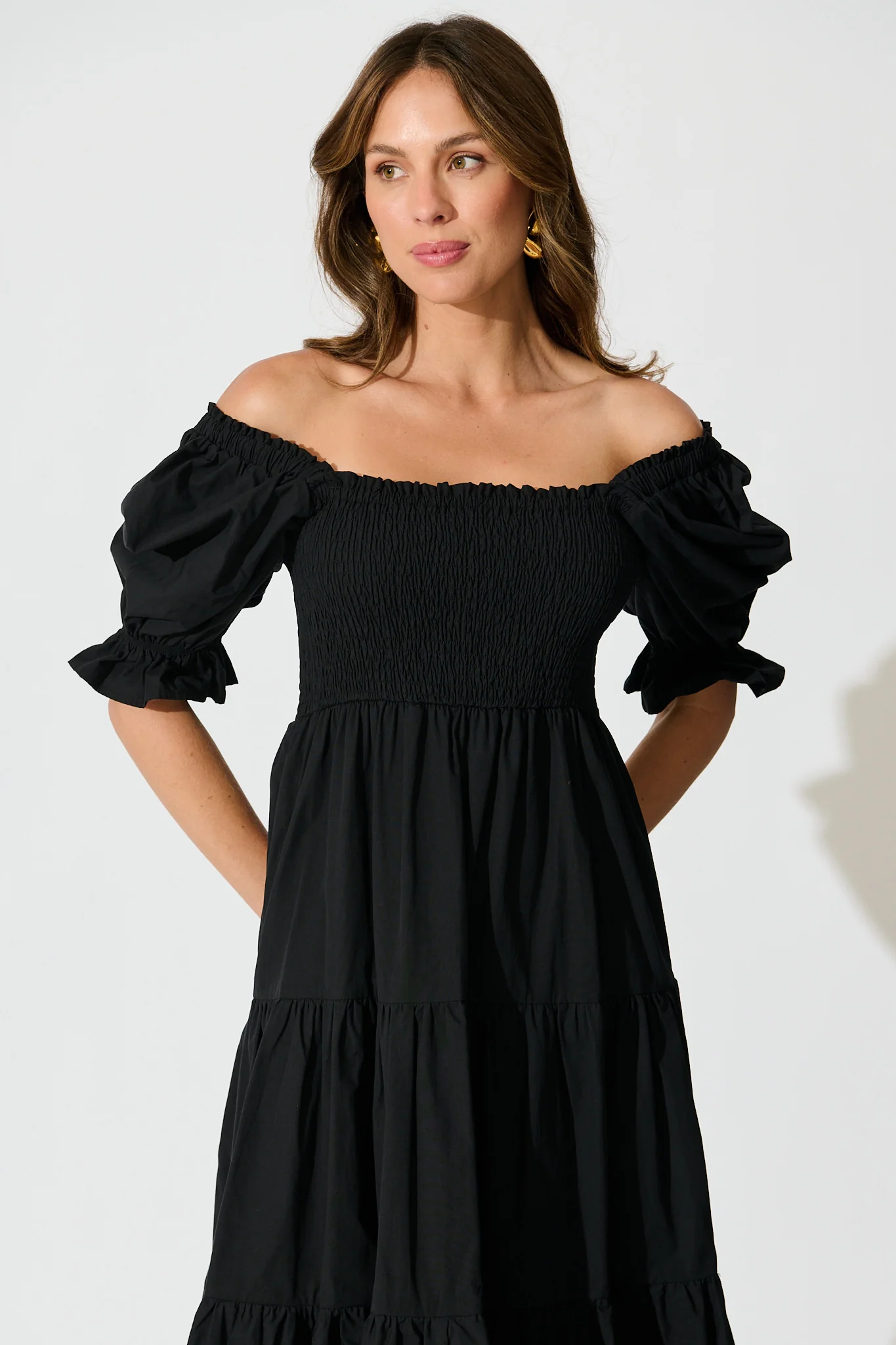 Rahima Midi Dress in Black Cotton - Image 2