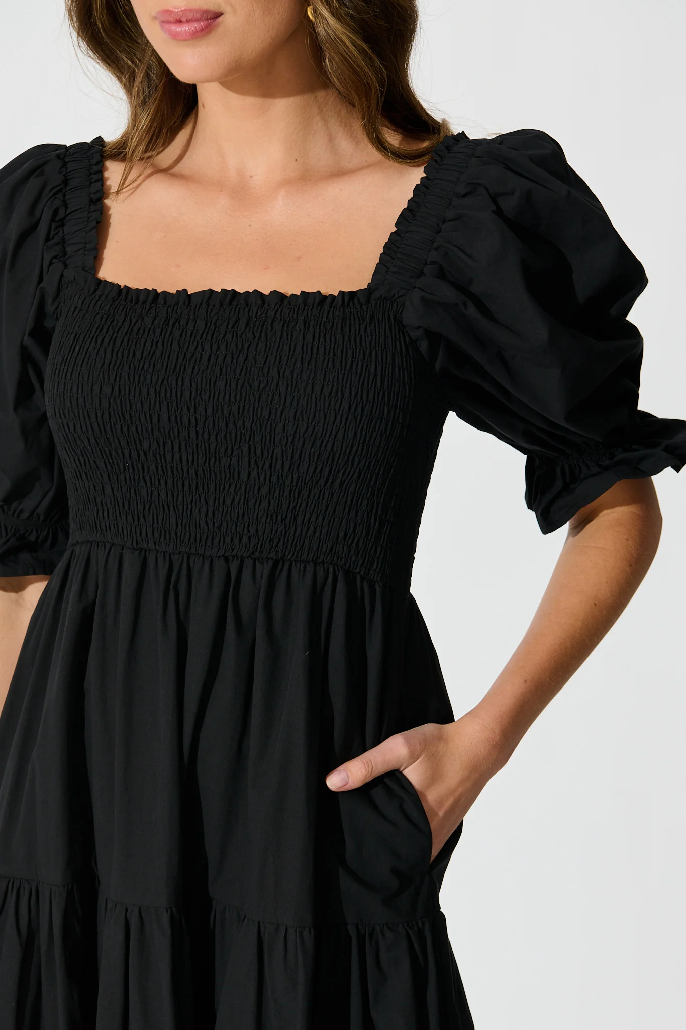 Rahima Midi Dress in Black Cotton - Image 6