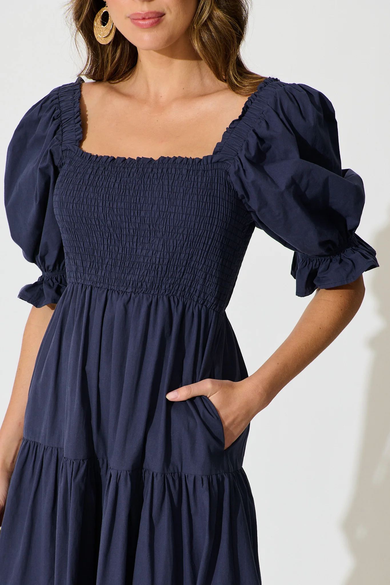 Rahima Midi Dress in Navy Cotton - Image 5