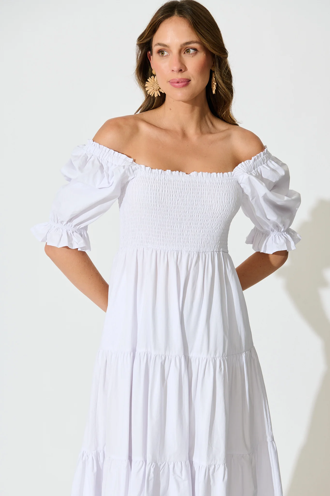 Rahima Midi Dress in White Cotton - Image 2
