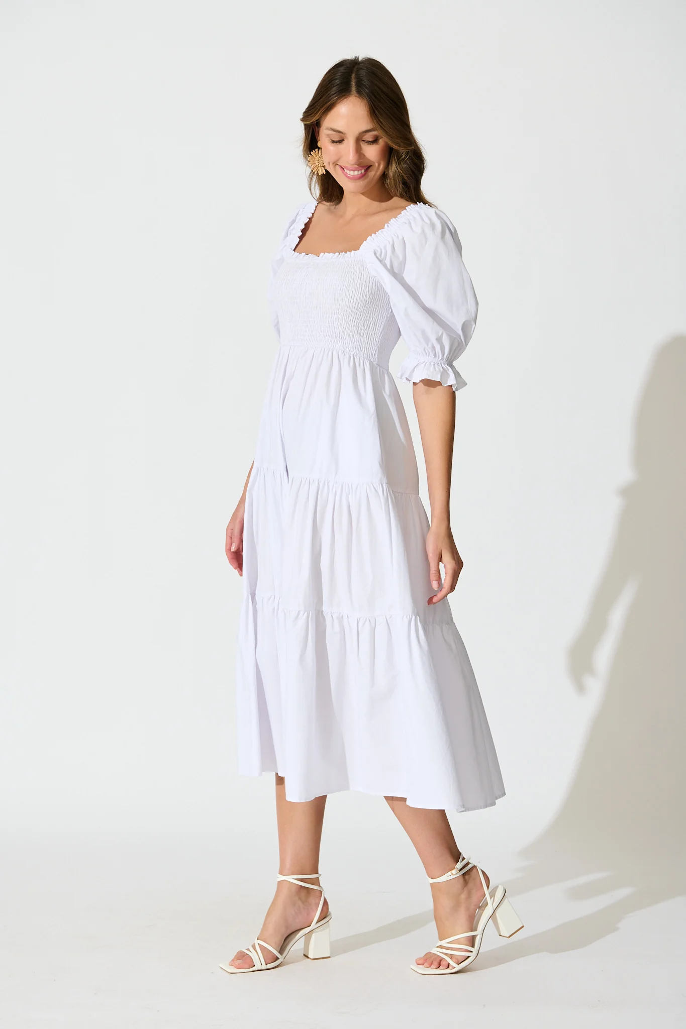 Rahima Midi Dress in White Cotton - Image 4