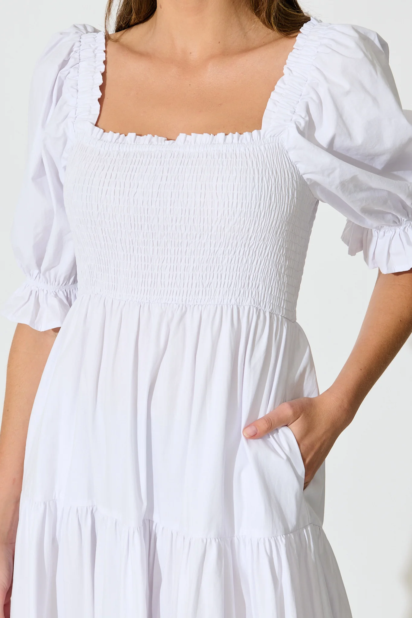 Rahima Midi Dress in White Cotton - Image 6
