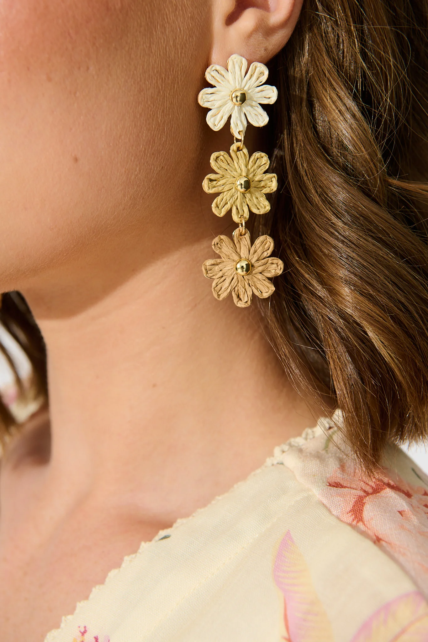 Rara Raffia Drop Earrings in Multi Brown - Image 2