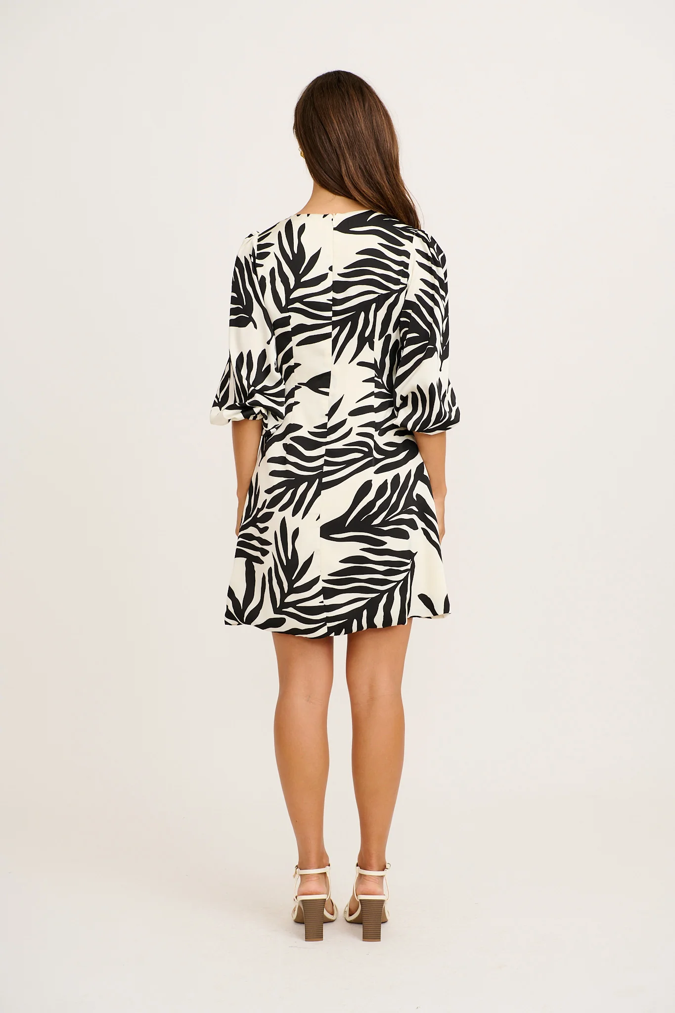 Ravello Dress in Black and White Satin - Image 4