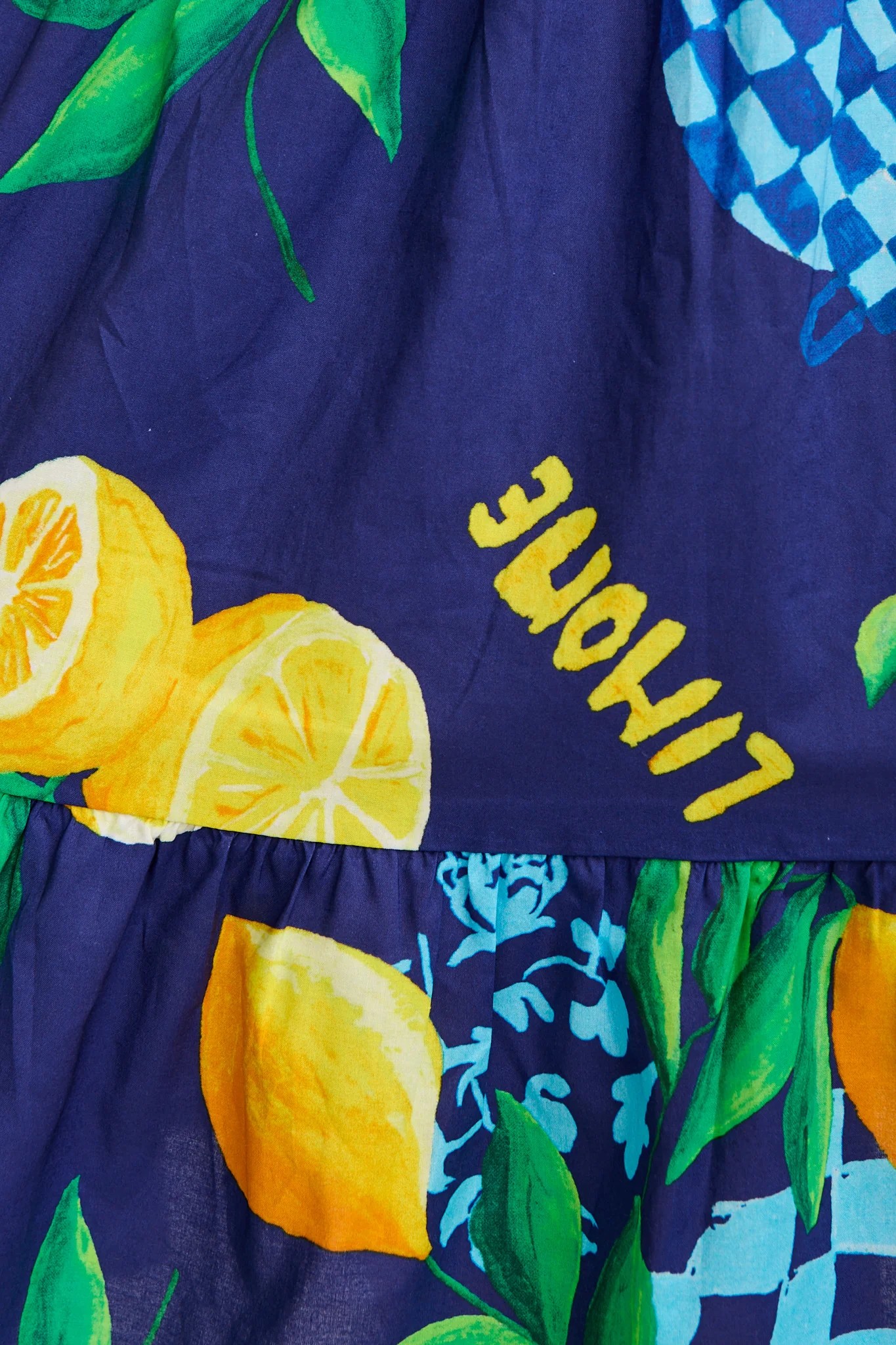 Ravello Dress in Navy Lemon Print Cotton - Image 7