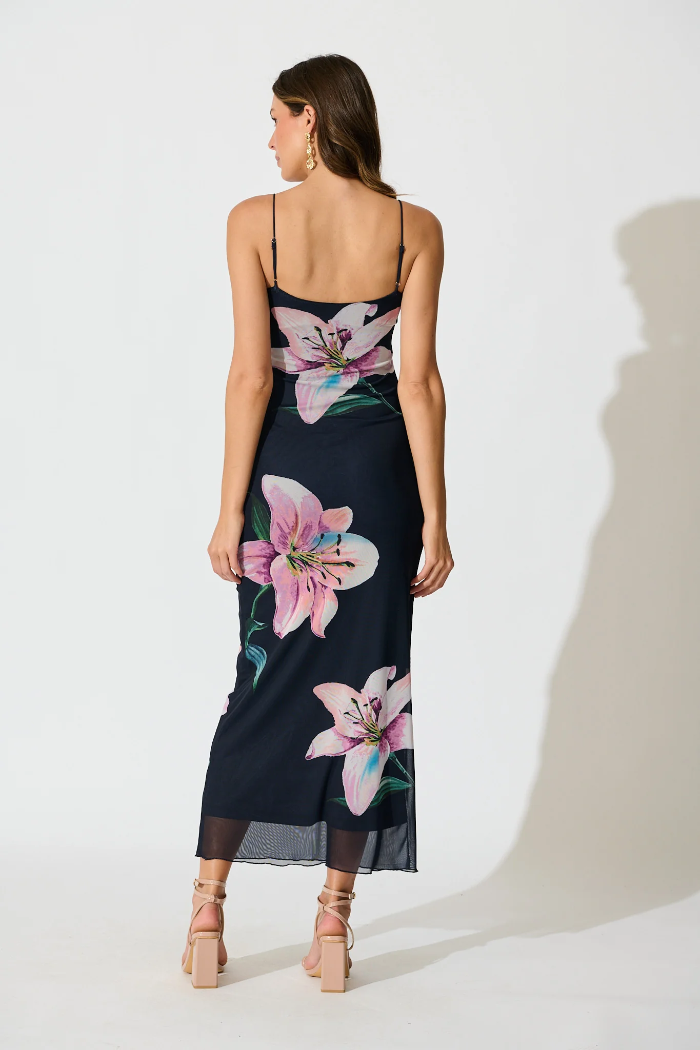 Ravenna Midi Dress in Navy with Lilac Floral - Image 4