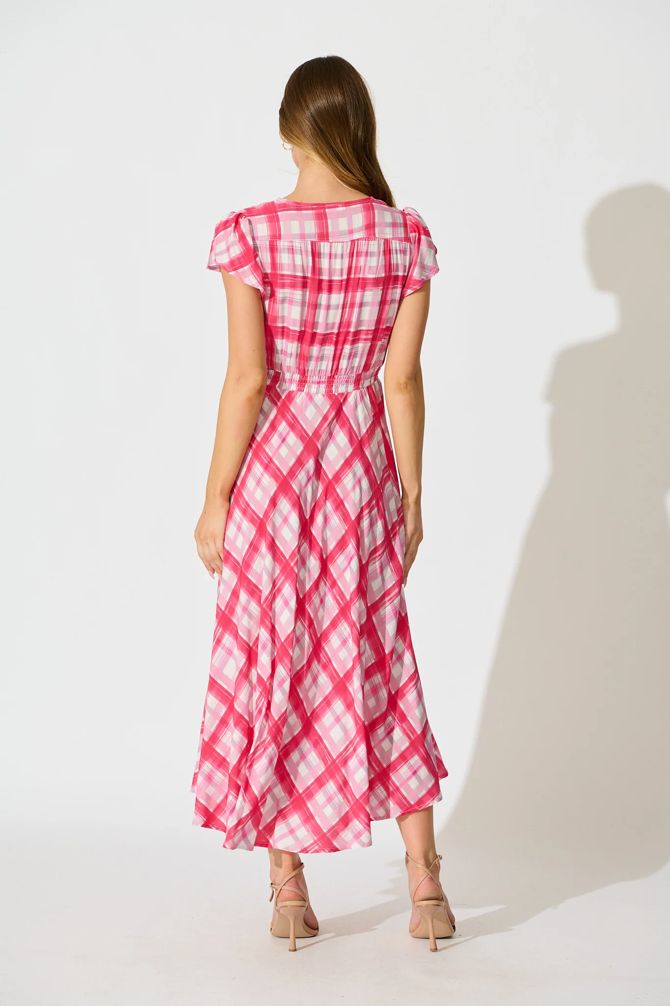 Razia Midi Dress in Pink Check - Image 4