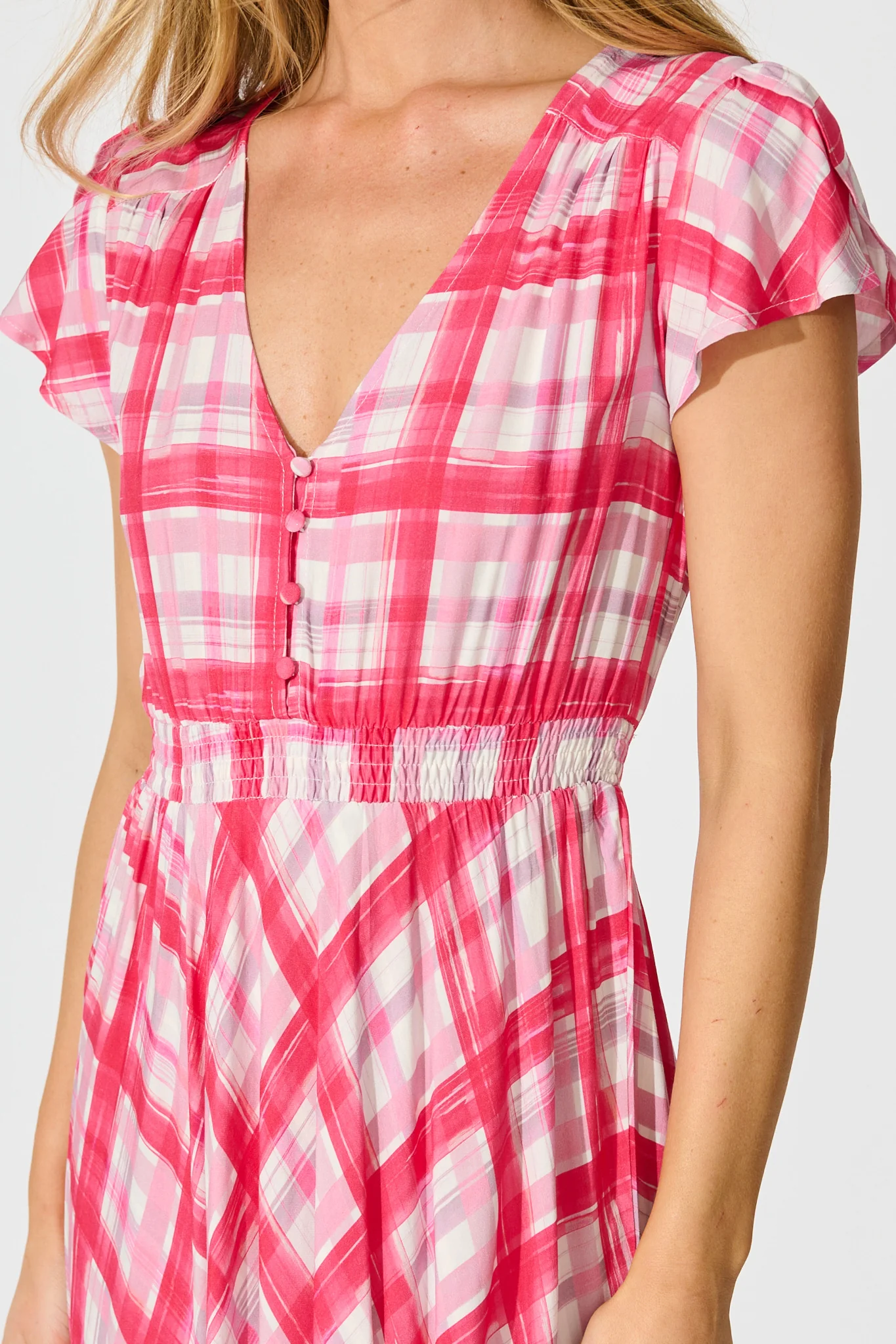 Razia Midi Dress in Pink Check - Image 5