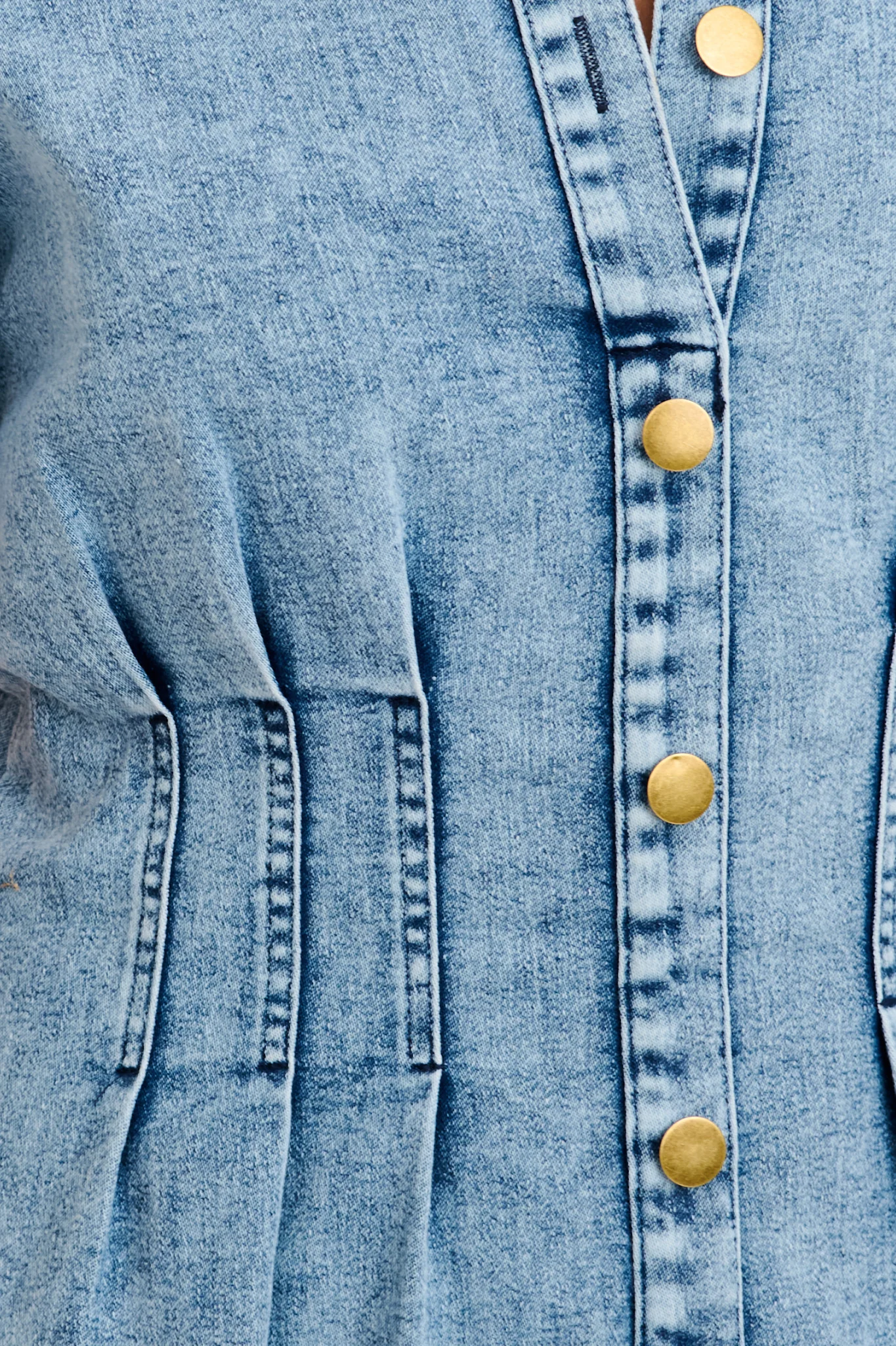Reckless Shirt Dress in Light Blue Wash Denim - Image 5