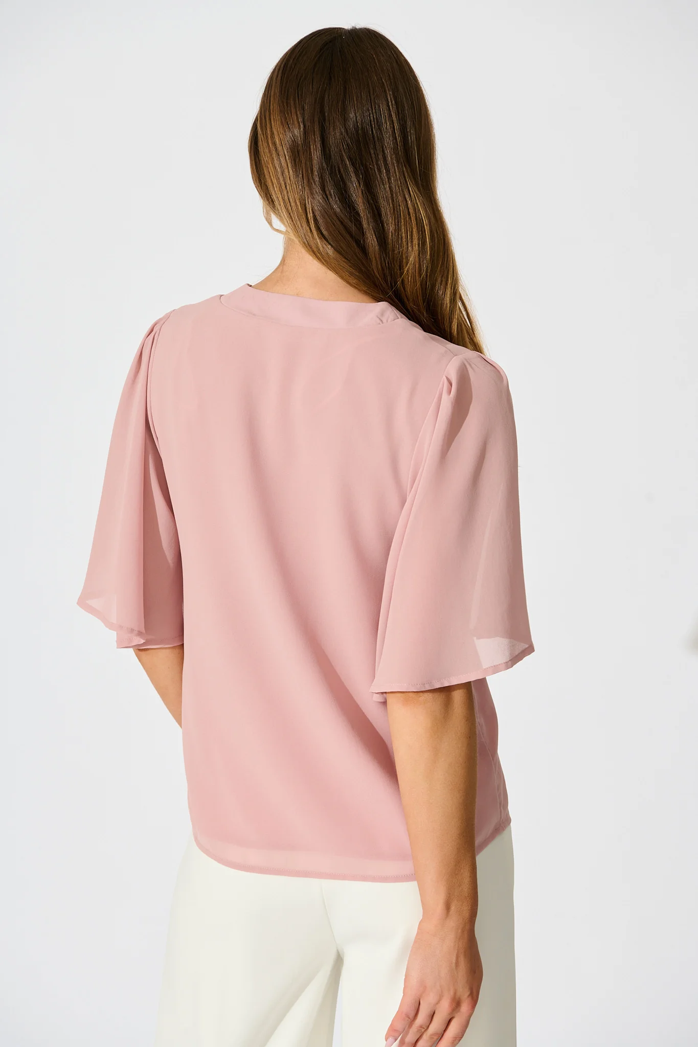 Refined Rhythm Top in Dusty Pink Chiffon - Image 3