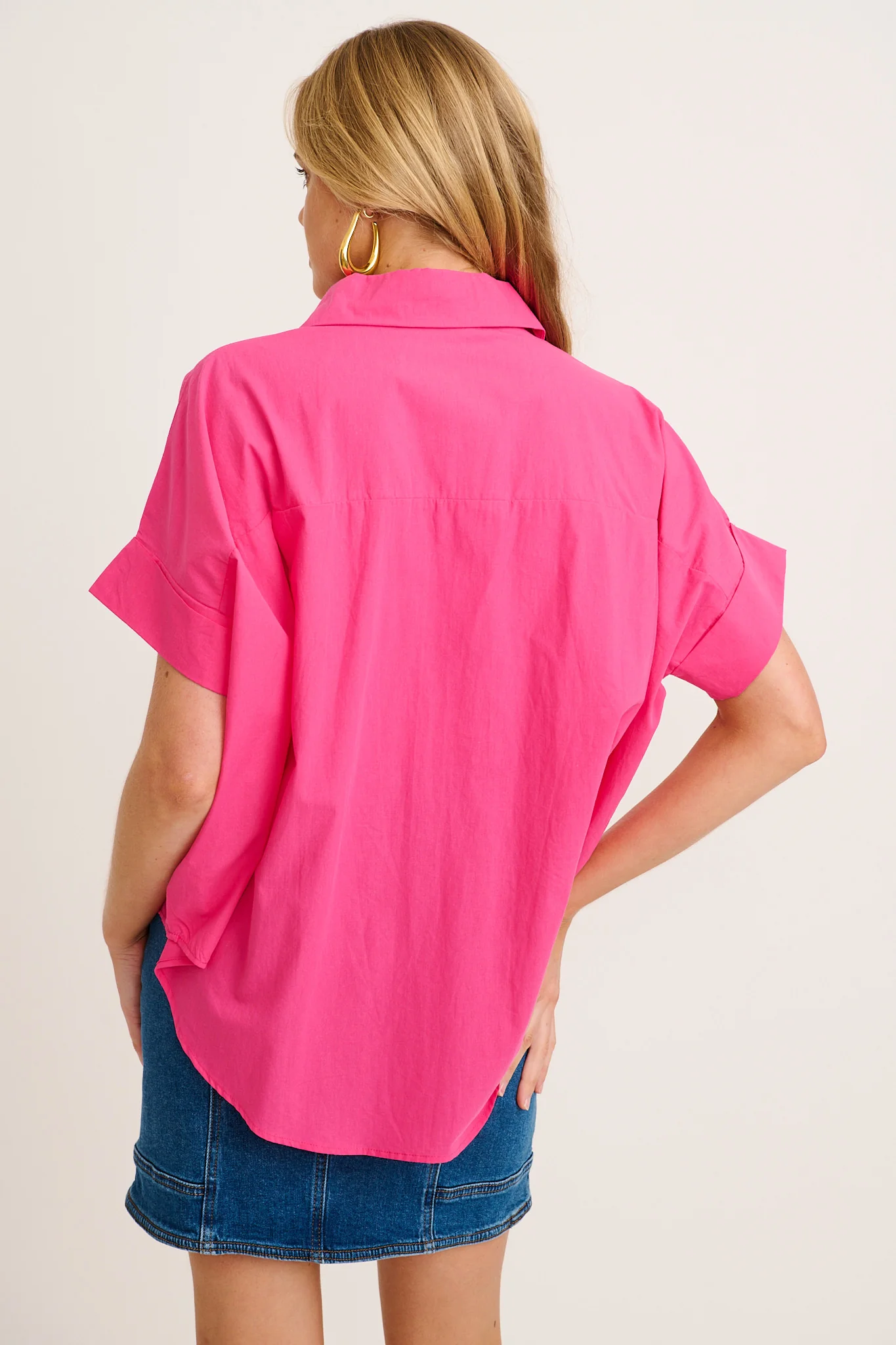 Refined Shirt in Hot Pink Cotton - Image 3