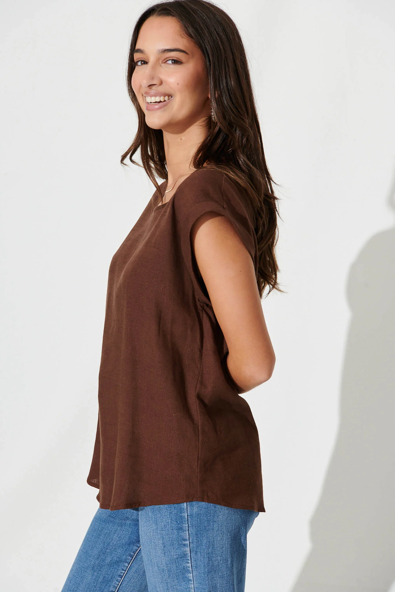Rejina Top In Chocolate Linen Blend - Image 2