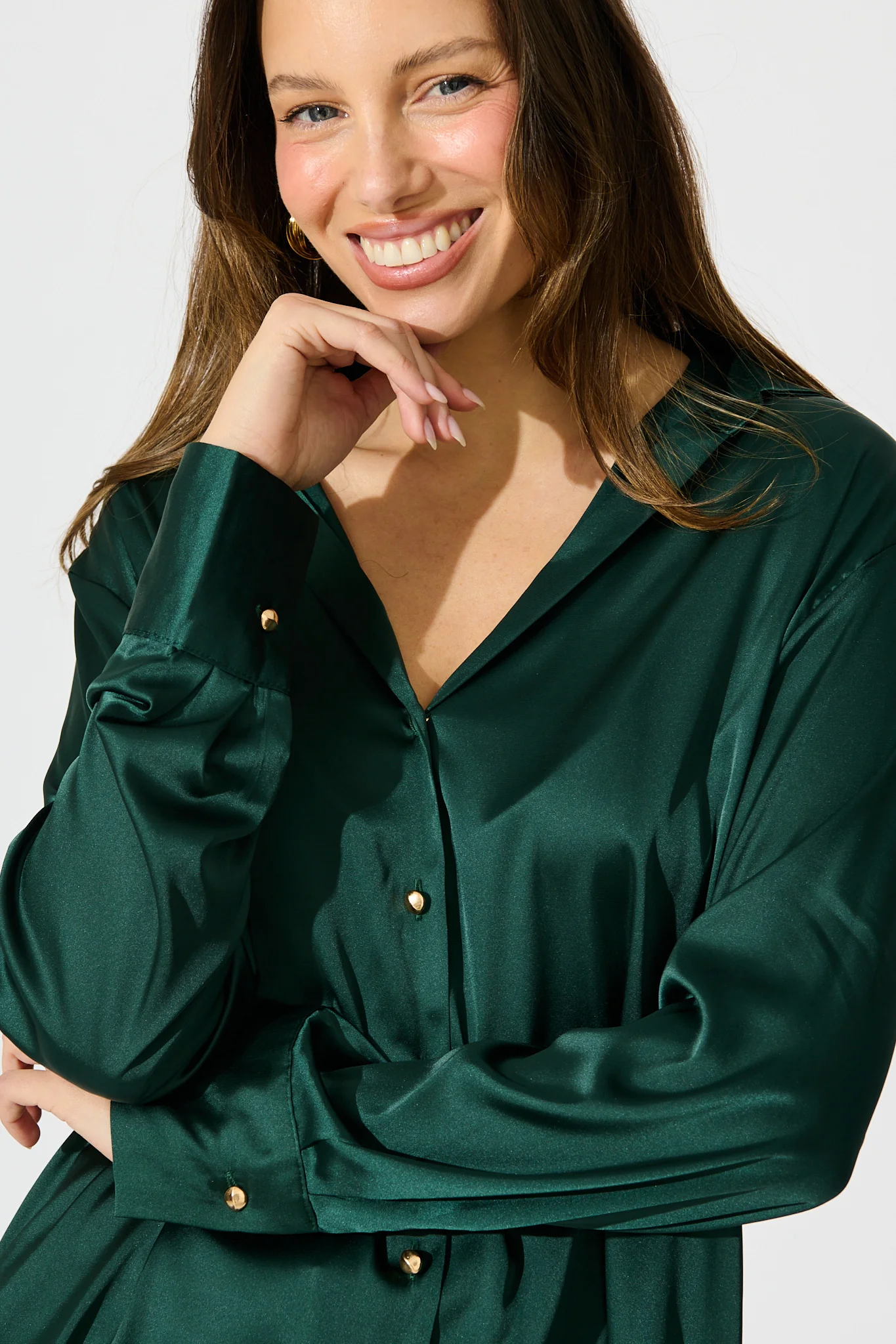 Retroshine Shirt in Emerald Satin - Image 5