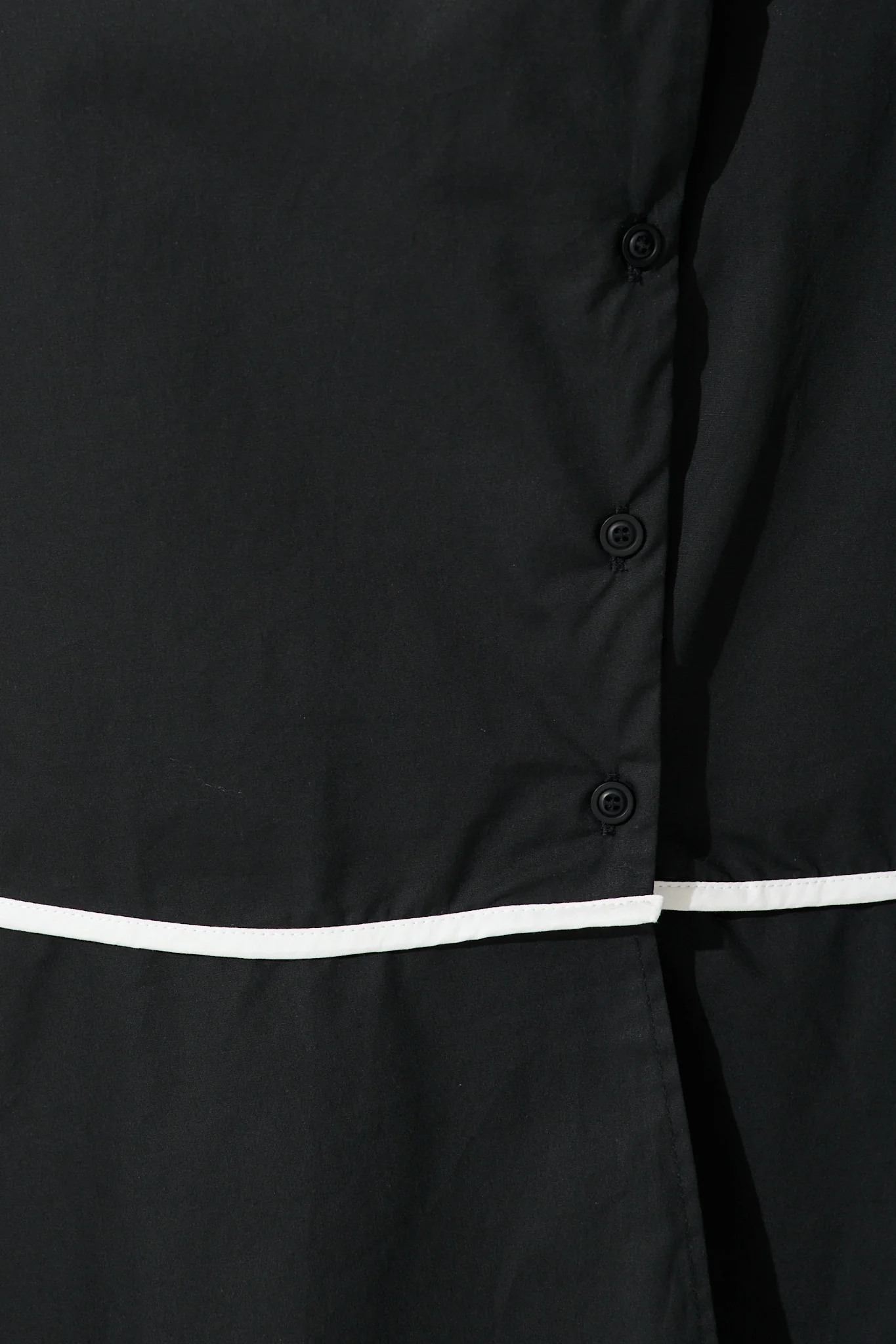 Rhea Maxi Shirt Dress in Black with Contrast Piping Cotton - Image 9