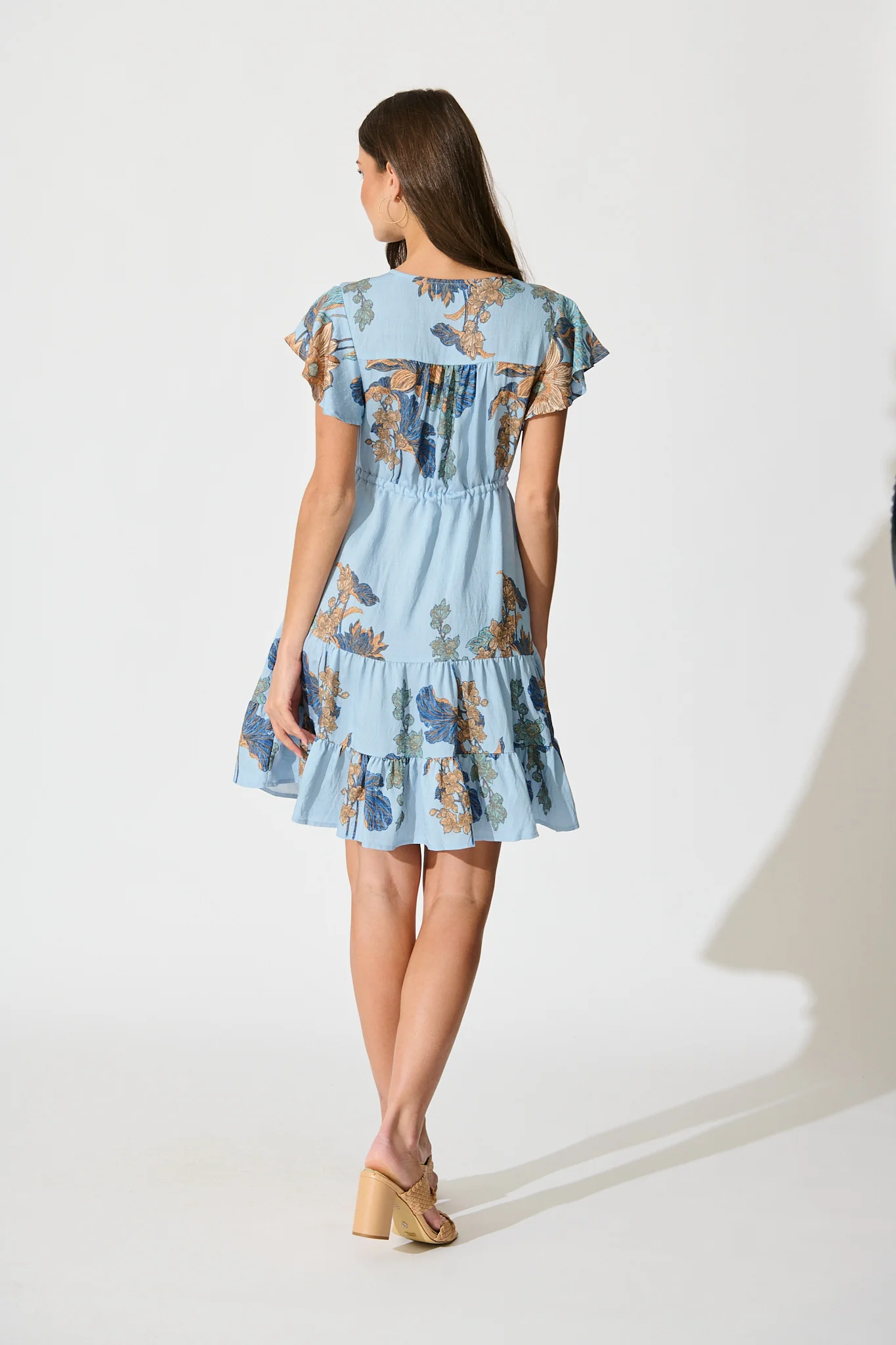 Rian Dress in Blue Floral Linen Blend - Image 4