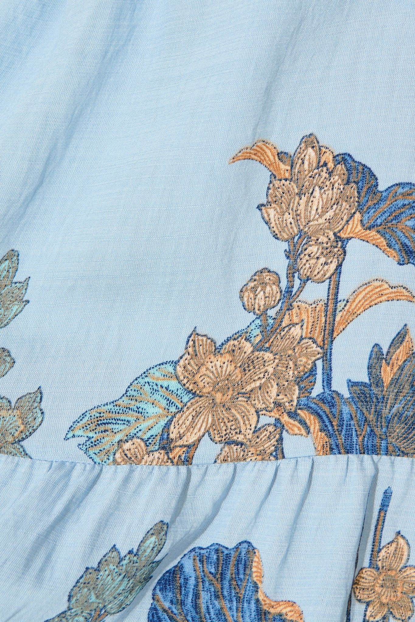 Rian Dress in Blue Floral Linen Blend - Image 6