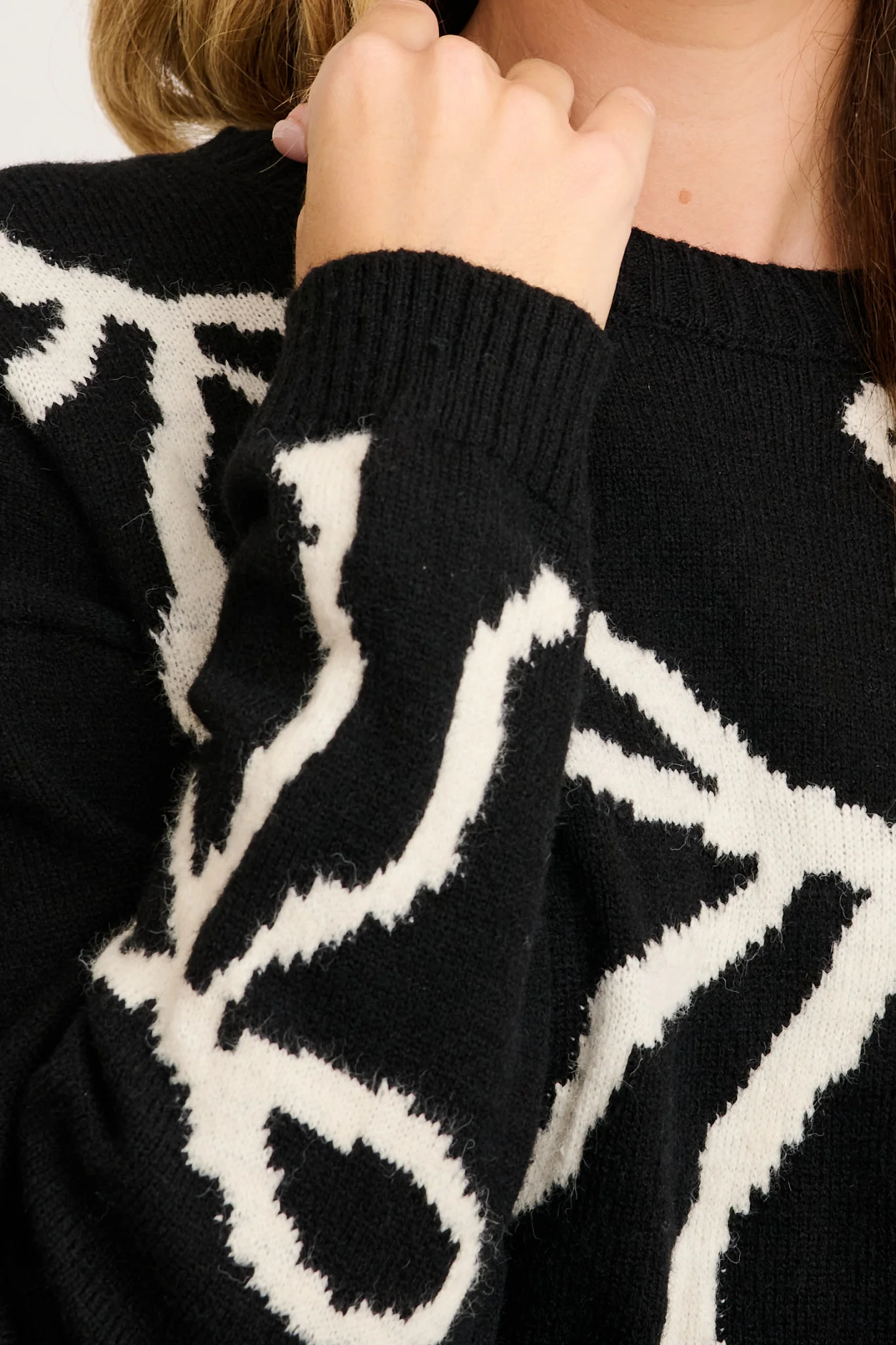 Ribbon Romance Knit in Black with White Bows - Image 5