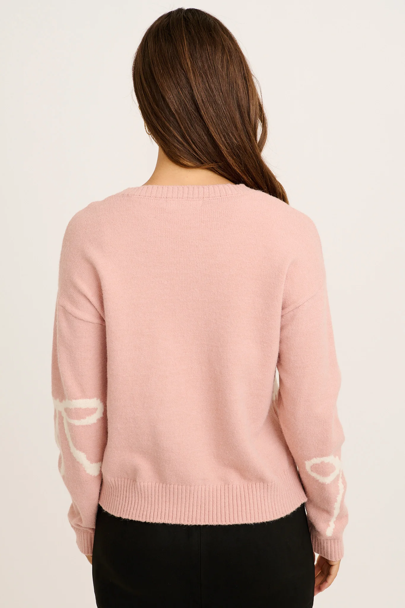 Ribbon Romance Knit in Pink with White Bows - Image 7