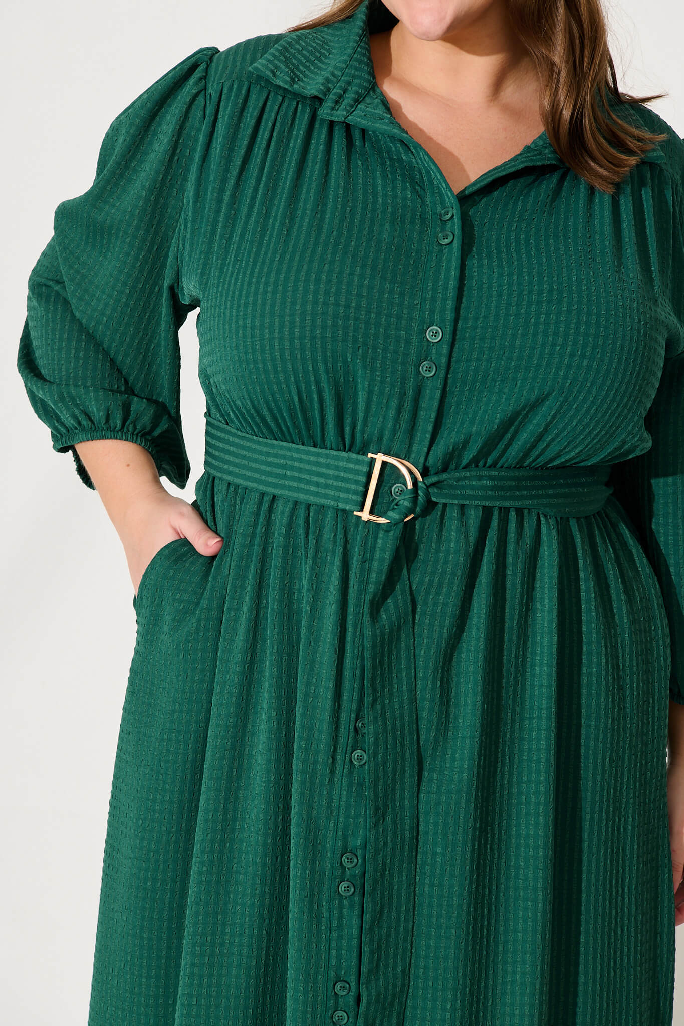 Rio Midi Shirt Dress In Emerald - Image 9