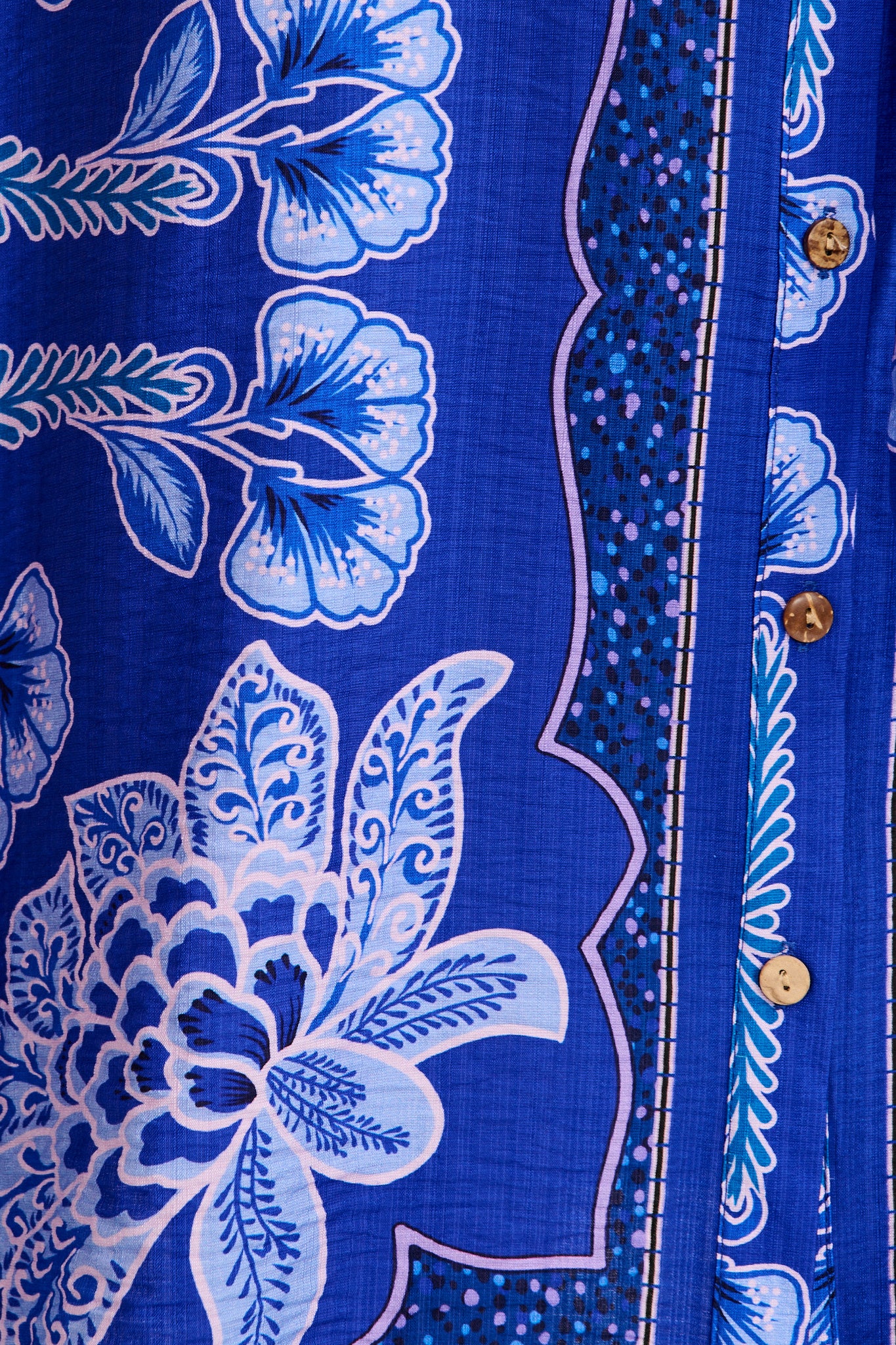 Risa Shirt Dress in Blue Floral Print Linen Blend - Image 6