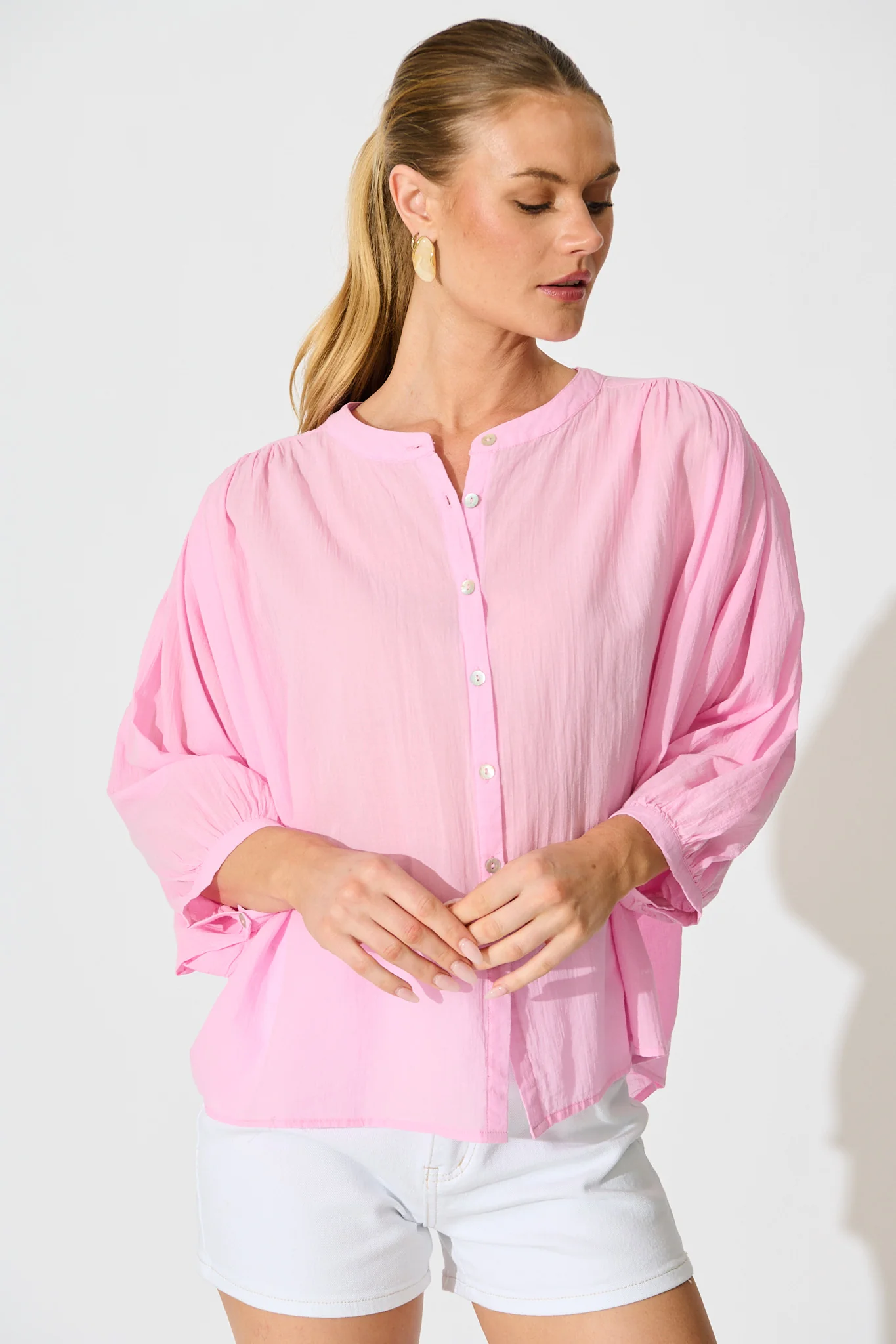 Riva Top in Pink Cotton - Image 2