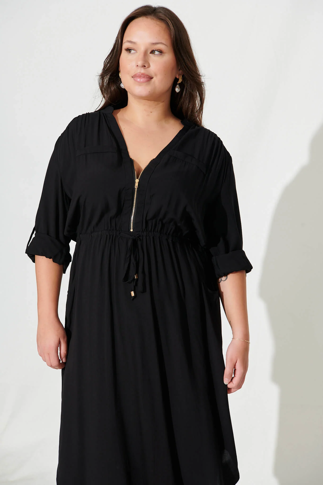 Rival Zip Dress In Black - Image 5