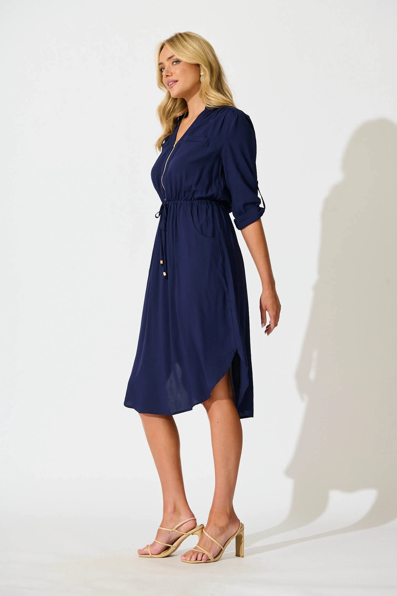 Rival Zip Dress in Navy - Image 3