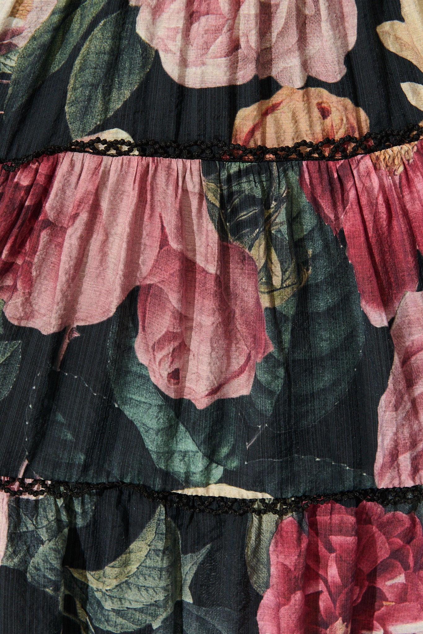 Riverstone Dress in Dark Multi Floral with Black Lace Trim - Image 6