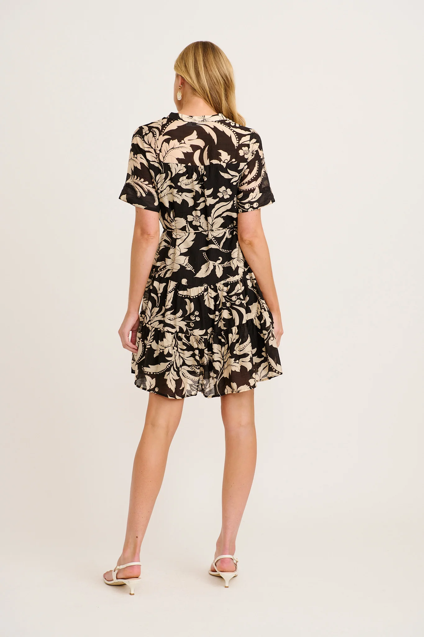Rixie Dress in Black with Cream Floral - Image 4