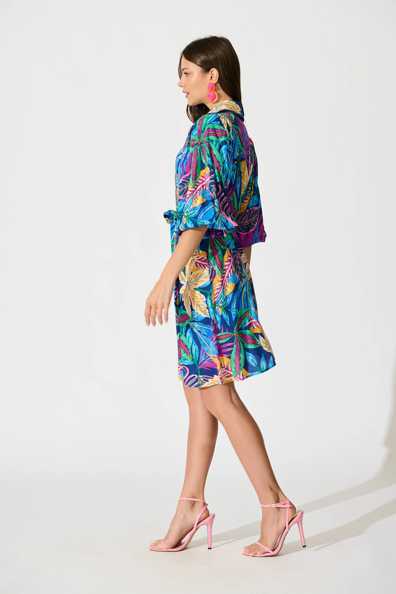 Robilyn Shirt Dress in Blue Multi Print - Image 3