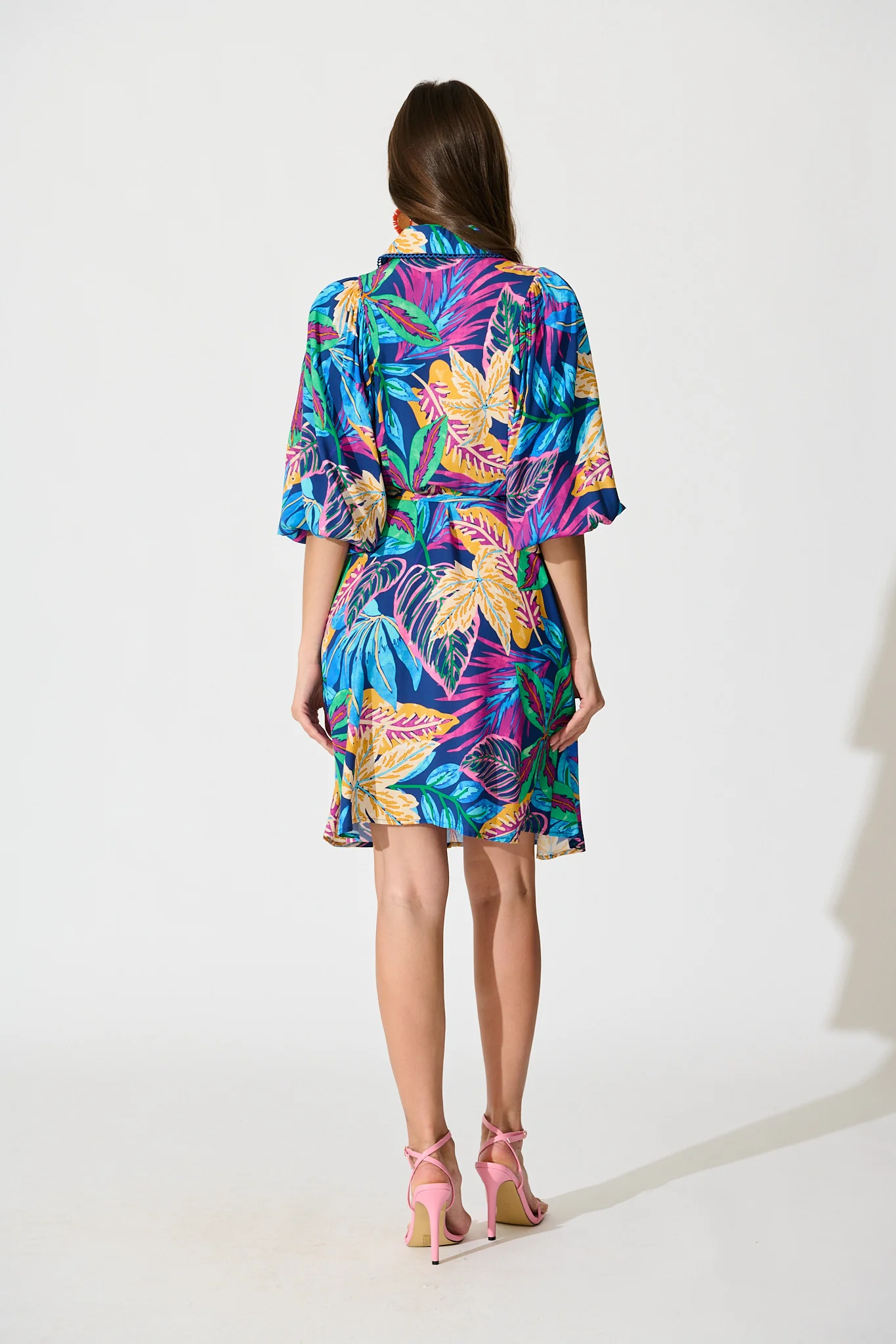 Robilyn Shirt Dress in Blue Multi Print - Image 4
