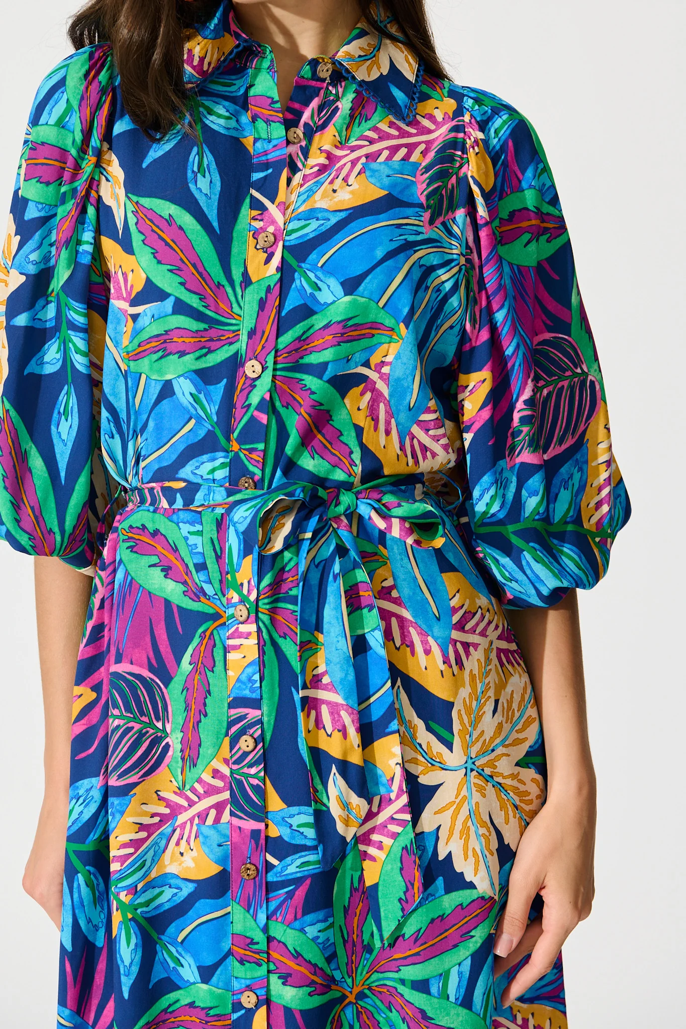 Robilyn Shirt Dress in Blue Multi Print - Image 5
