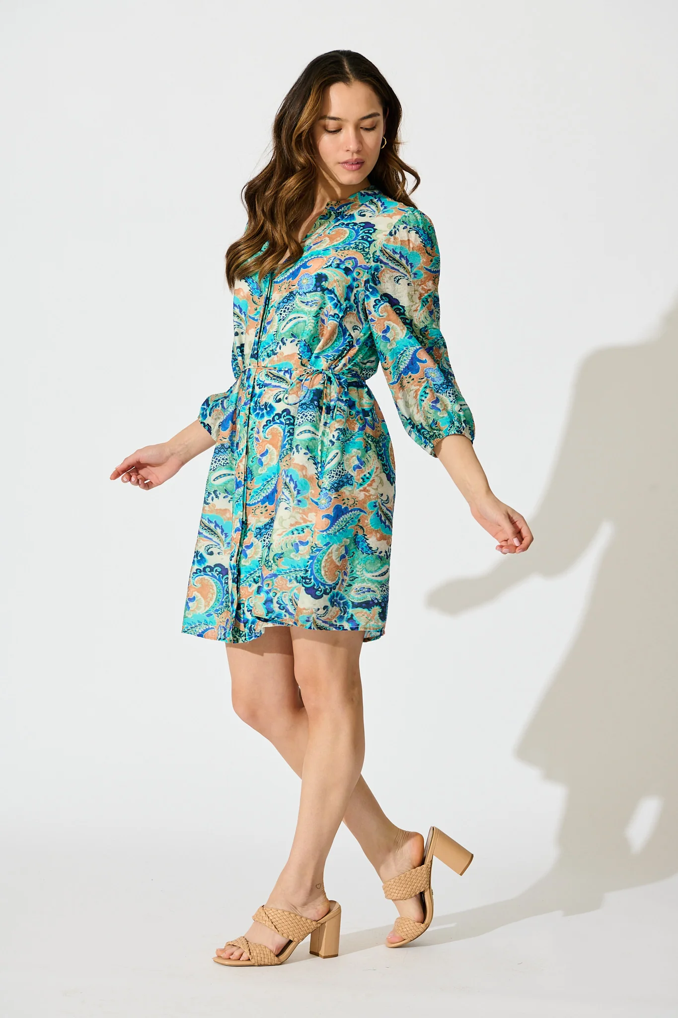 Rochella Dress in Green with Multi Print - Image 3
