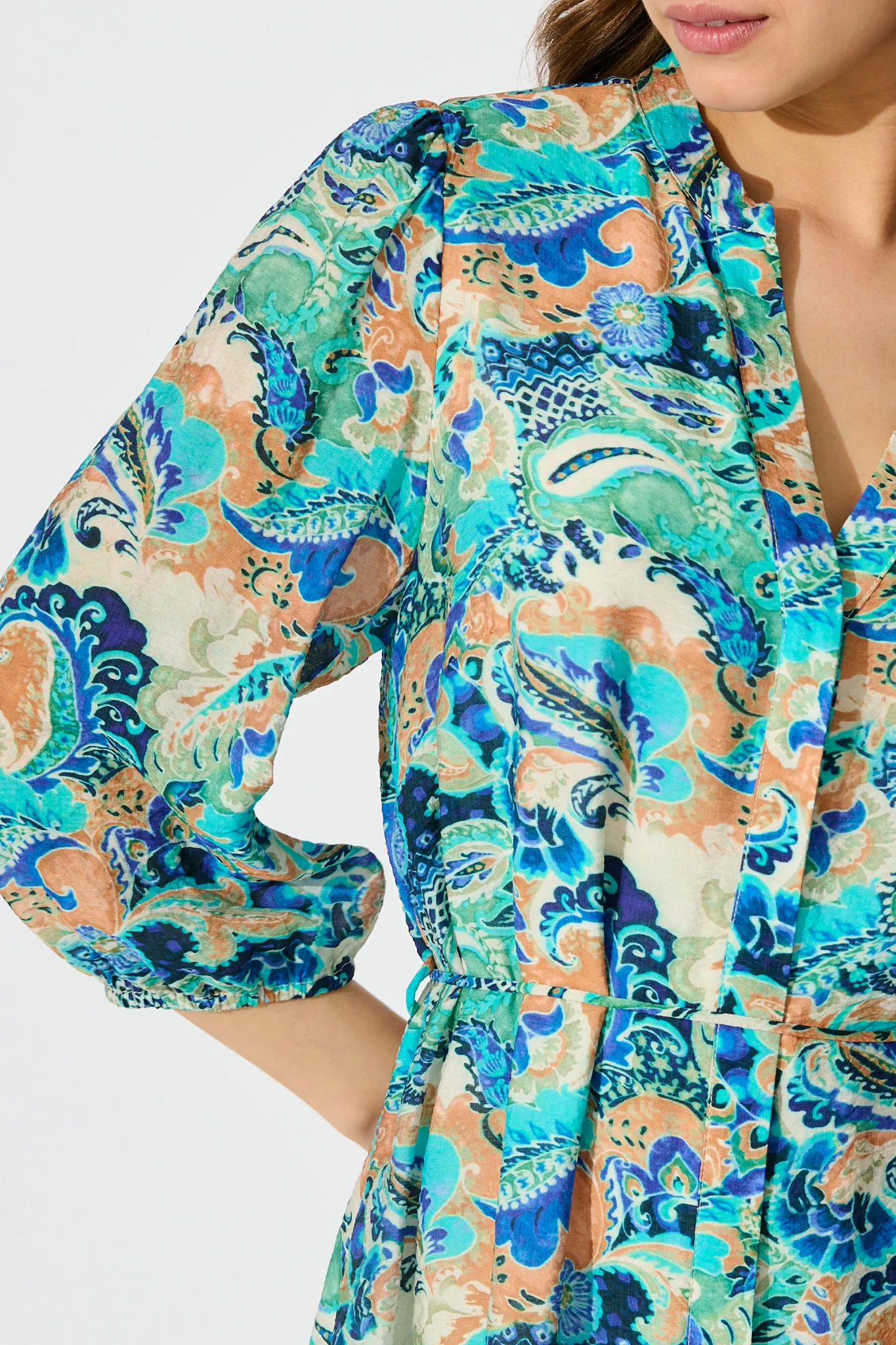 Rochella Dress in Green with Multi Print - Image 5