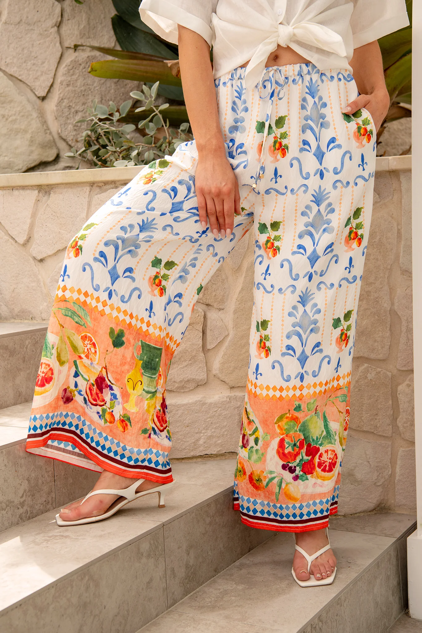 Romeo Pant in Multi Fruit Border Print - Image 5