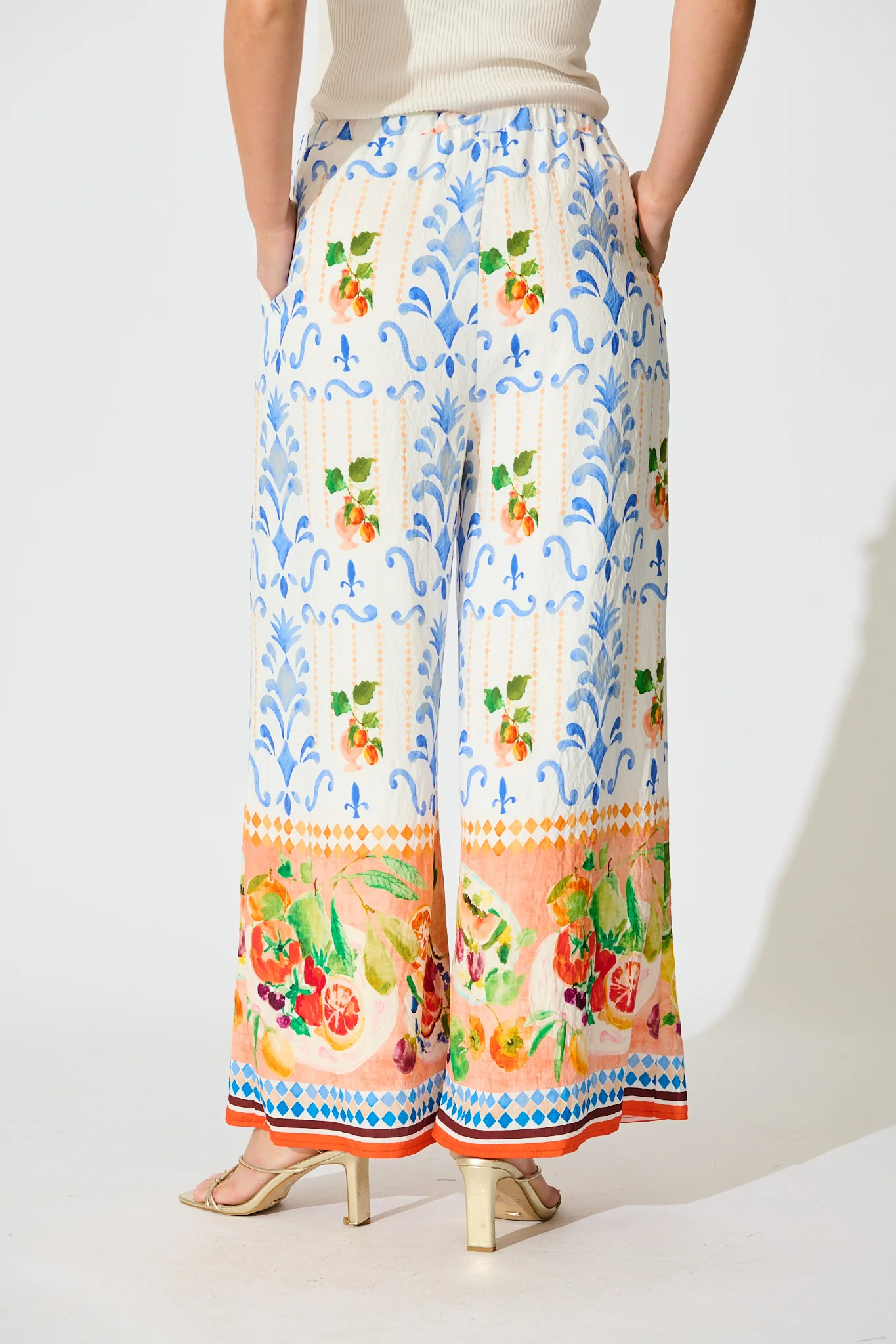 Romeo Pant in Multi Fruit Border Print - Image 7