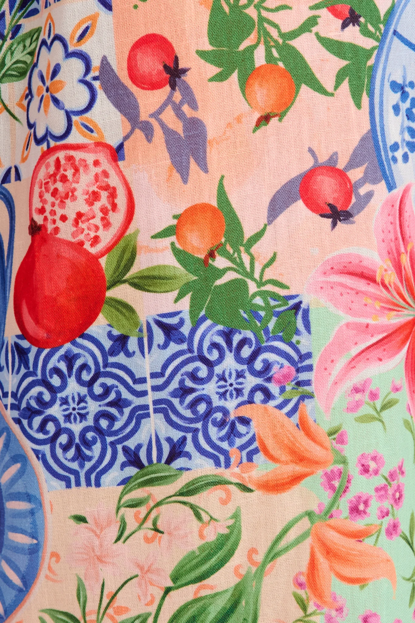 Romeo Pant in Multi Fruit Patchwork Linen Blend - Image 10