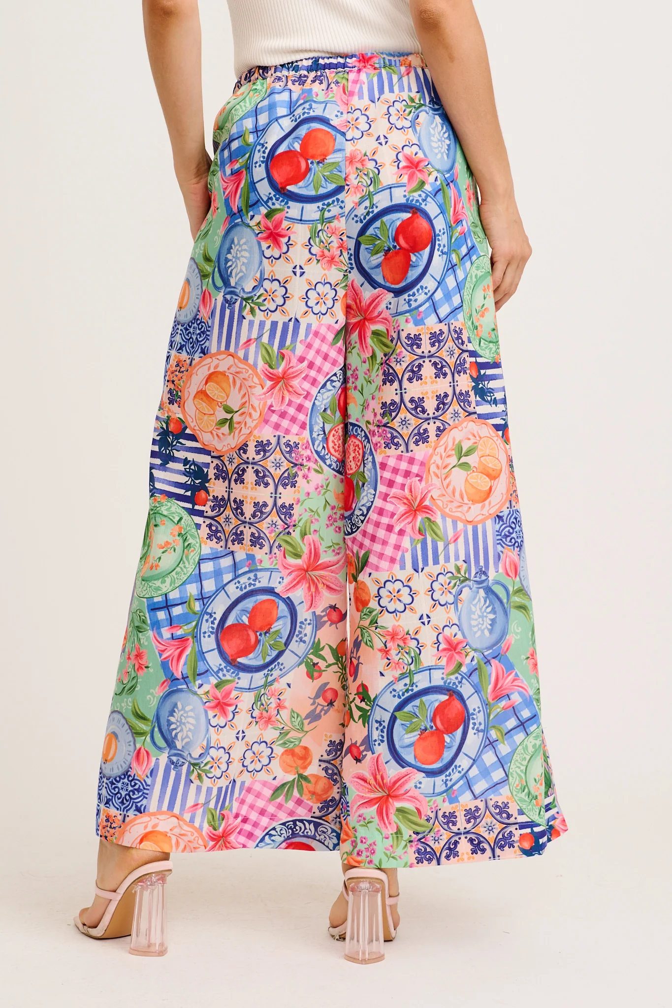Romeo Pant in Multi Fruit Patchwork Linen Blend - Image 6