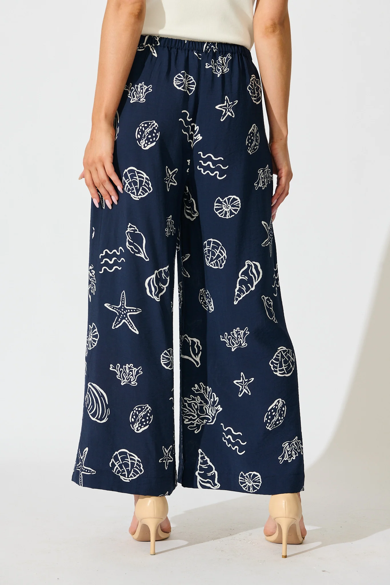 Romeo Pant in Navy with White Shell Print - Image 3