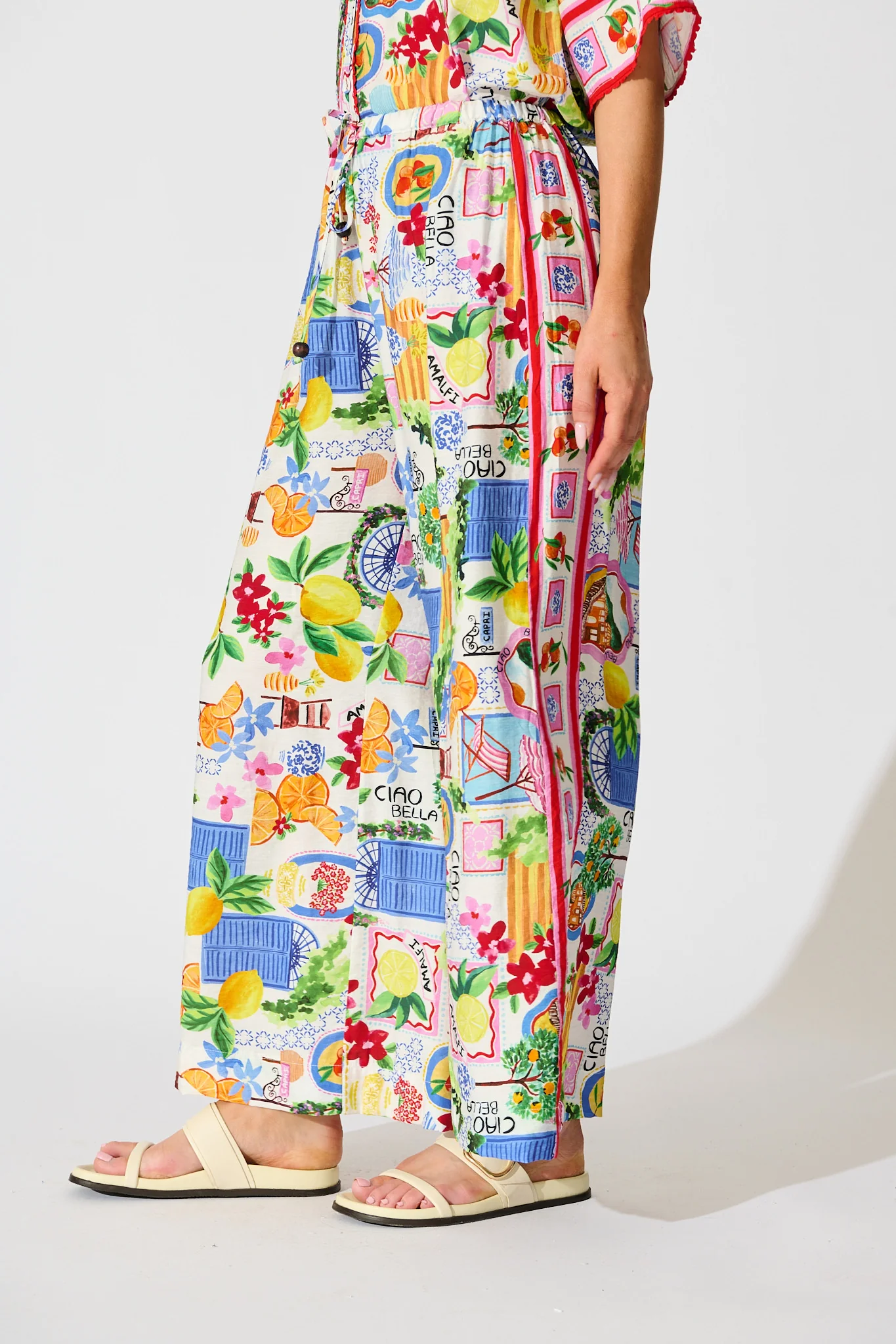 Romeo Pant in White With Multi Print - Image 4