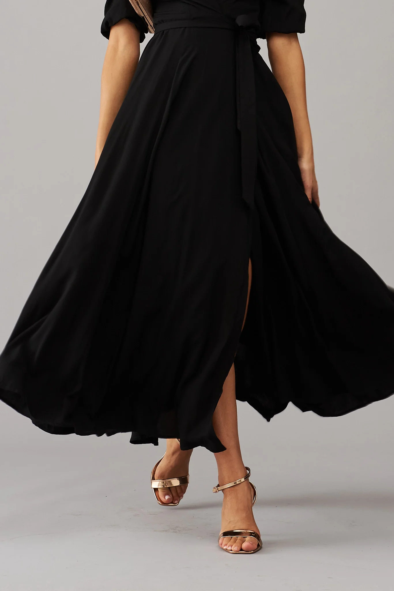 Ronda Maxi Wrap Dress In Black - Image 3
