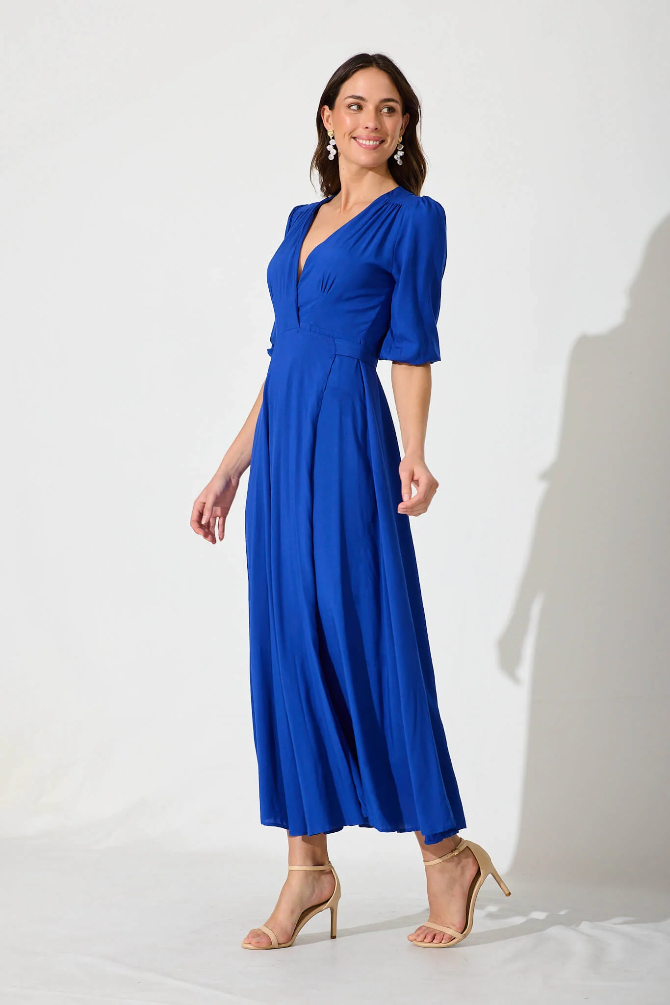 Ronda Maxi Wrap Dress In Cobalt Blue - Image 6