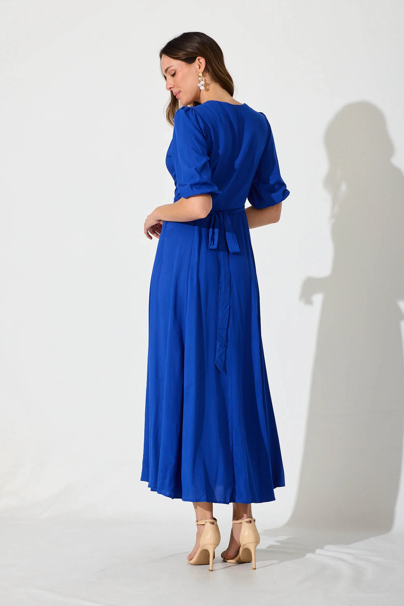 Ronda Maxi Wrap Dress In Cobalt Blue - Image 7