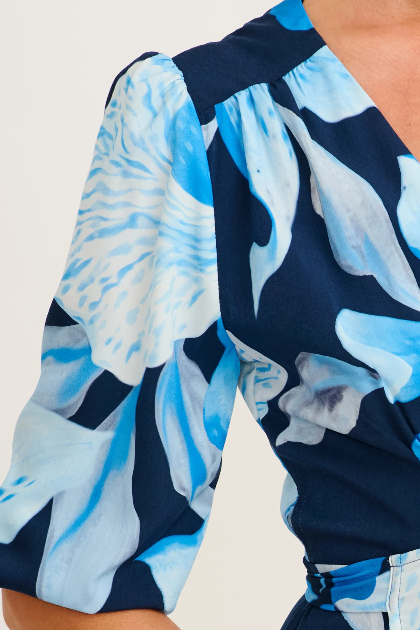 Ronda Maxi Wrap Dress in in Navy with Blue Floral - Image 5
